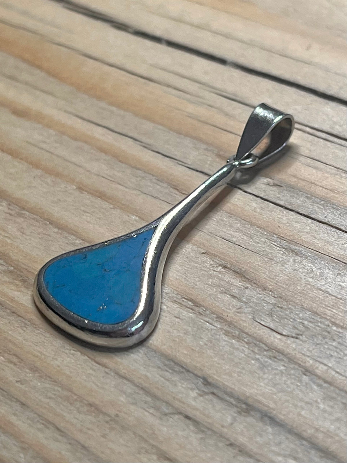 Bell Shaped Turquoise Inlay 925 Sterling Silver Pendant