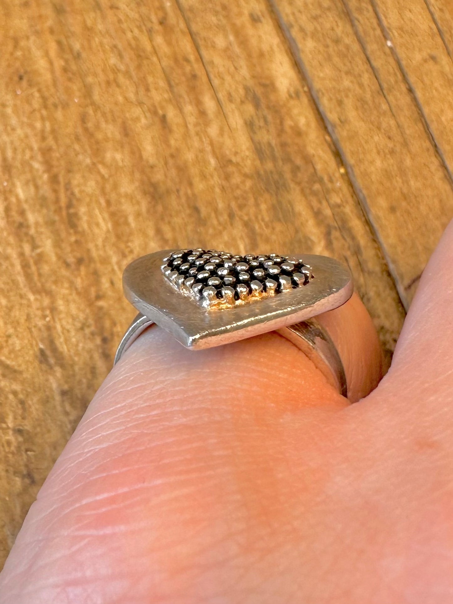 Abstract Heart Makeer Monili 925 Sterling Silver Size O1/2 Ring