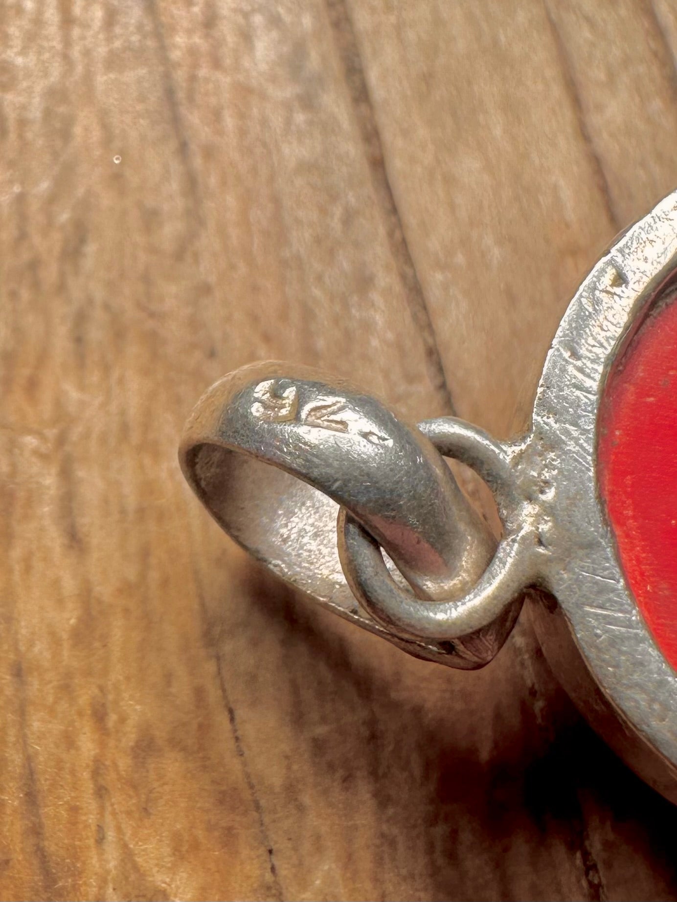Vintage Coral Oval 925 Sterling Silver Pendant
