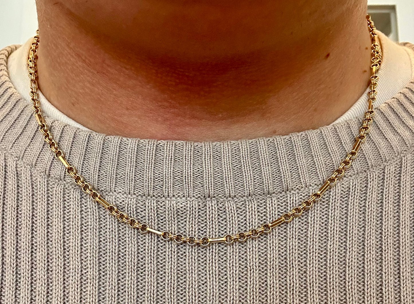 Vintage 1993 Belcher and Bar Chain 9ct Gold 18.5 inch Necklace