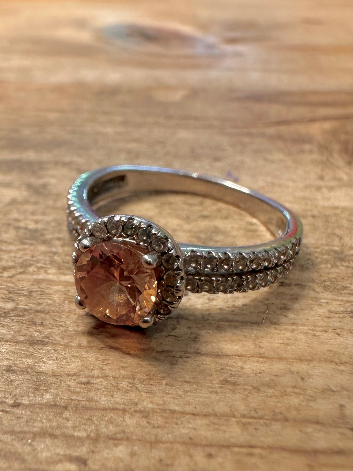Modern Citrine and CZ 925 Silver Size N1/2 Ring