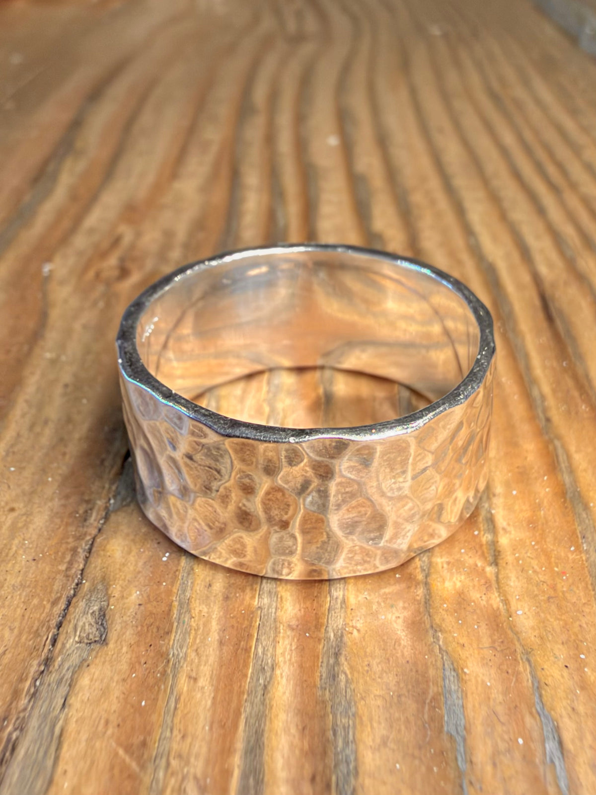 Chunky Hammered Band 925 Sterling Silver X1/2 Ring