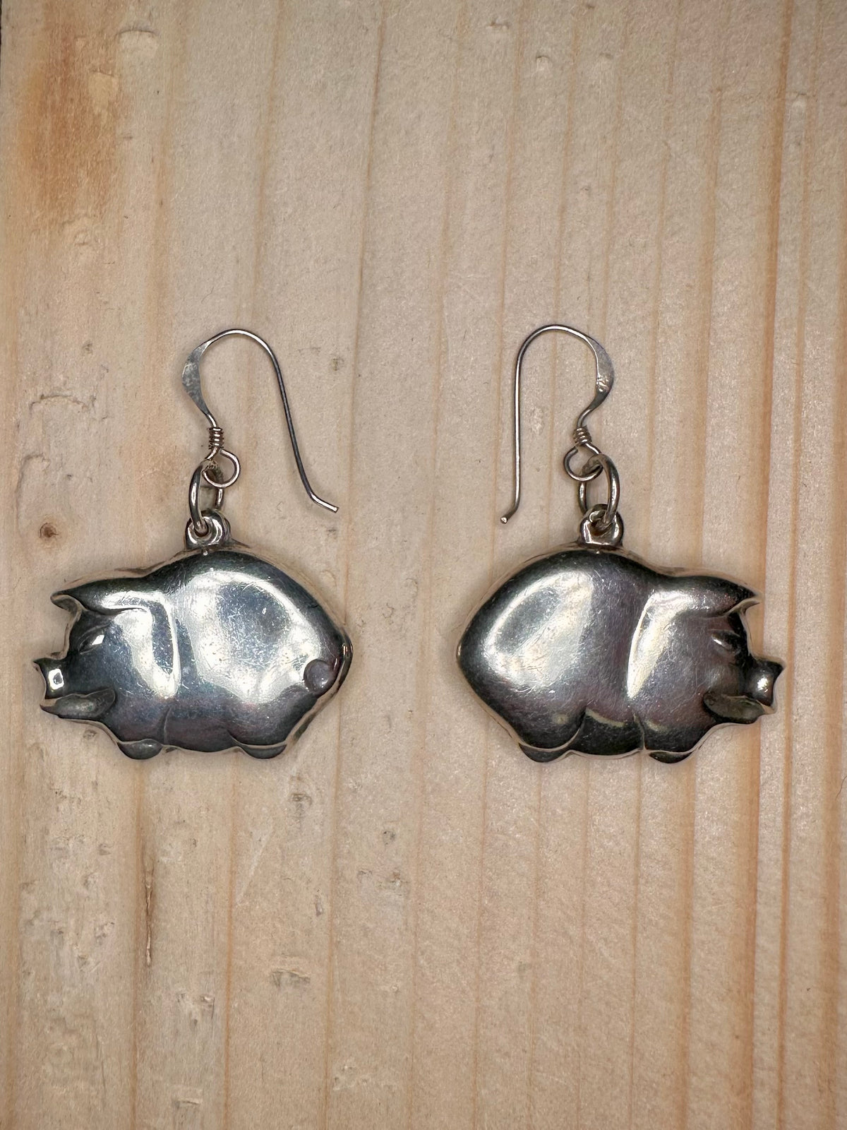 Large Pig 925 Sterling Silver Earrings