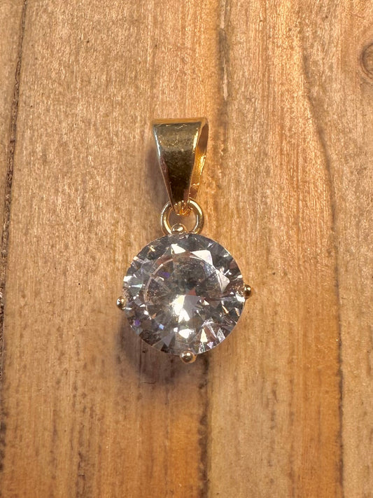 Modern White CZ Gold on 925 Sterling Silver Pendant