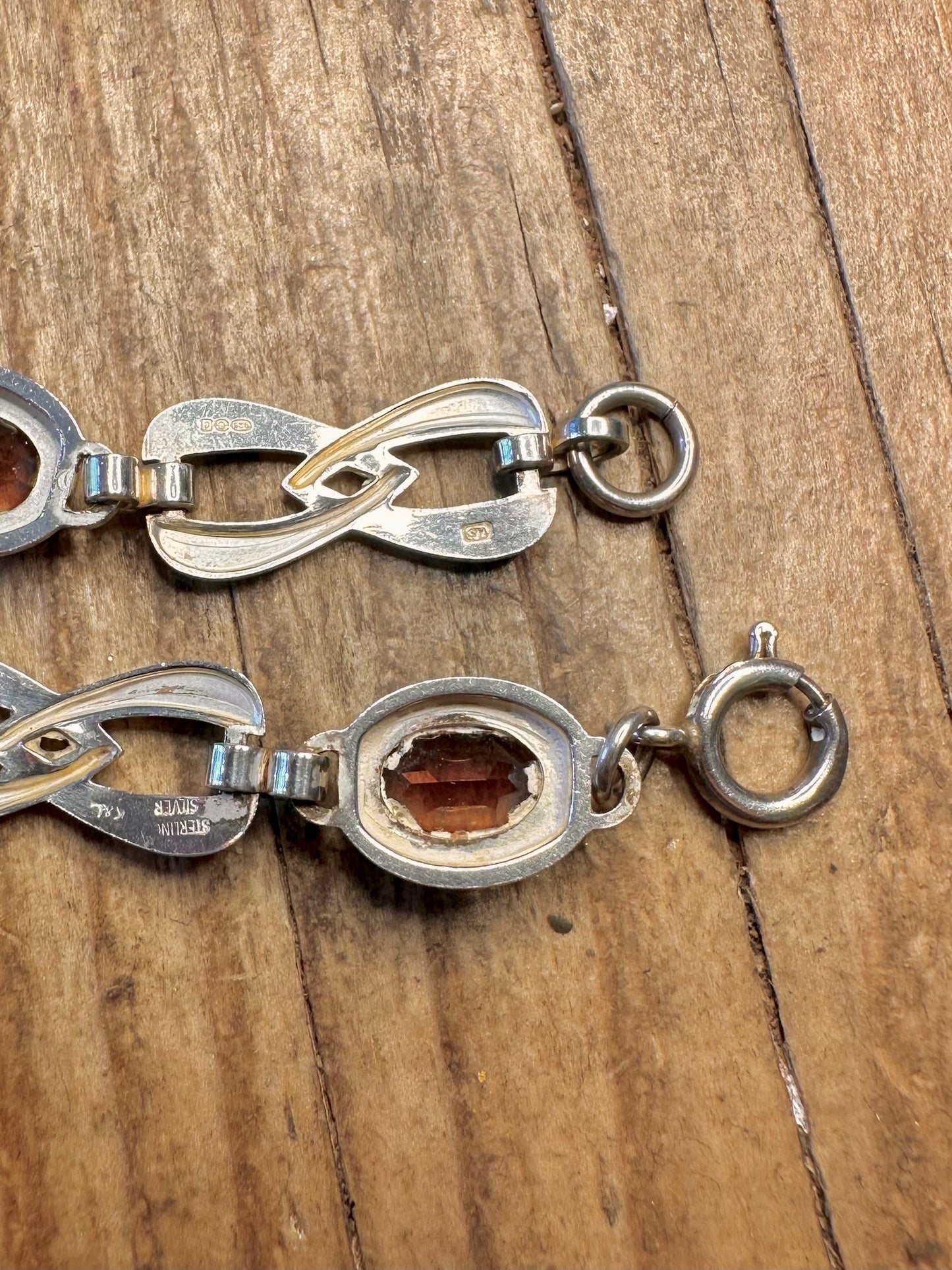 Orange Topaz 1977 Unique Link Maker K&L 925 Sterling Silver 9 inch Bracelet