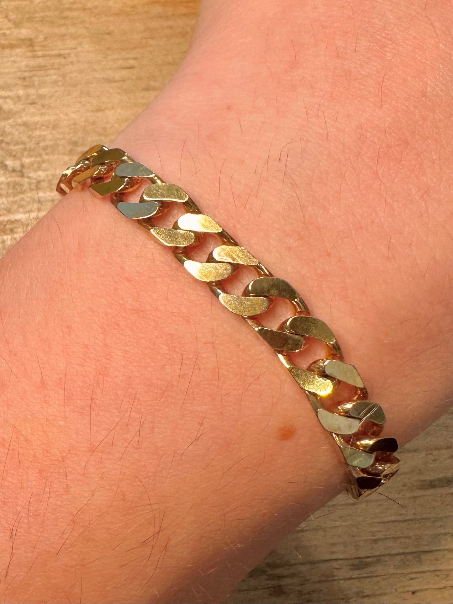 Vintage Curb Chain Gold On 925 Silver 7.9 inch Bracelet