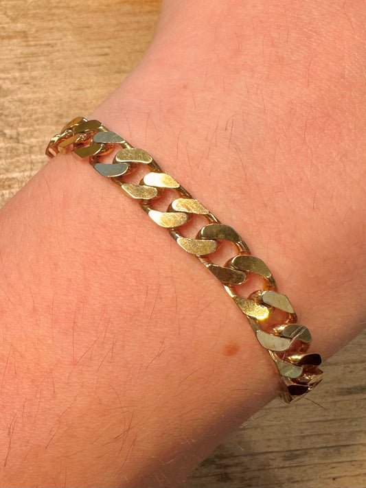 Vintage Curb Chain Gold On 925 Silver 7.9 inch Bracelet