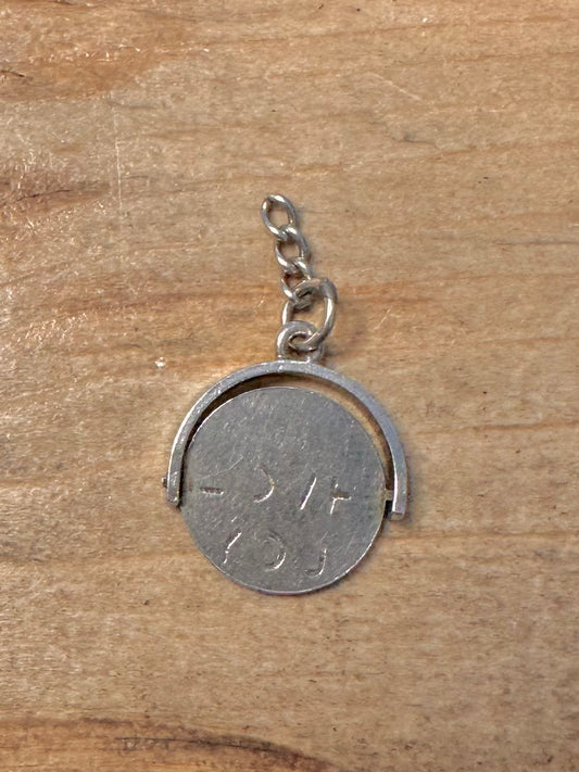 Vintage I Love You Spinner 925 Silver Pendant