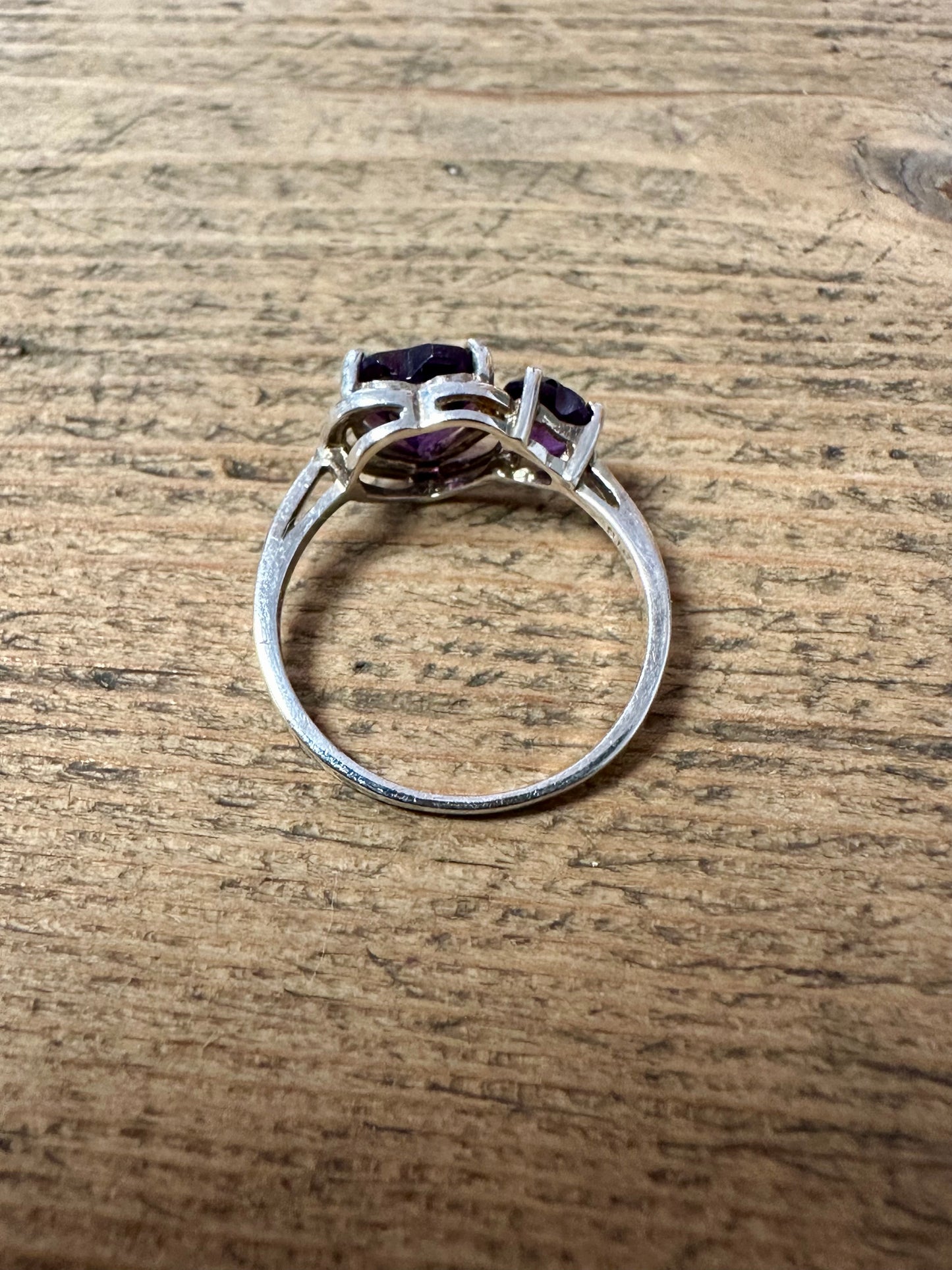 Modernist Purple Heart 925 Silver Size N1/2 Ring