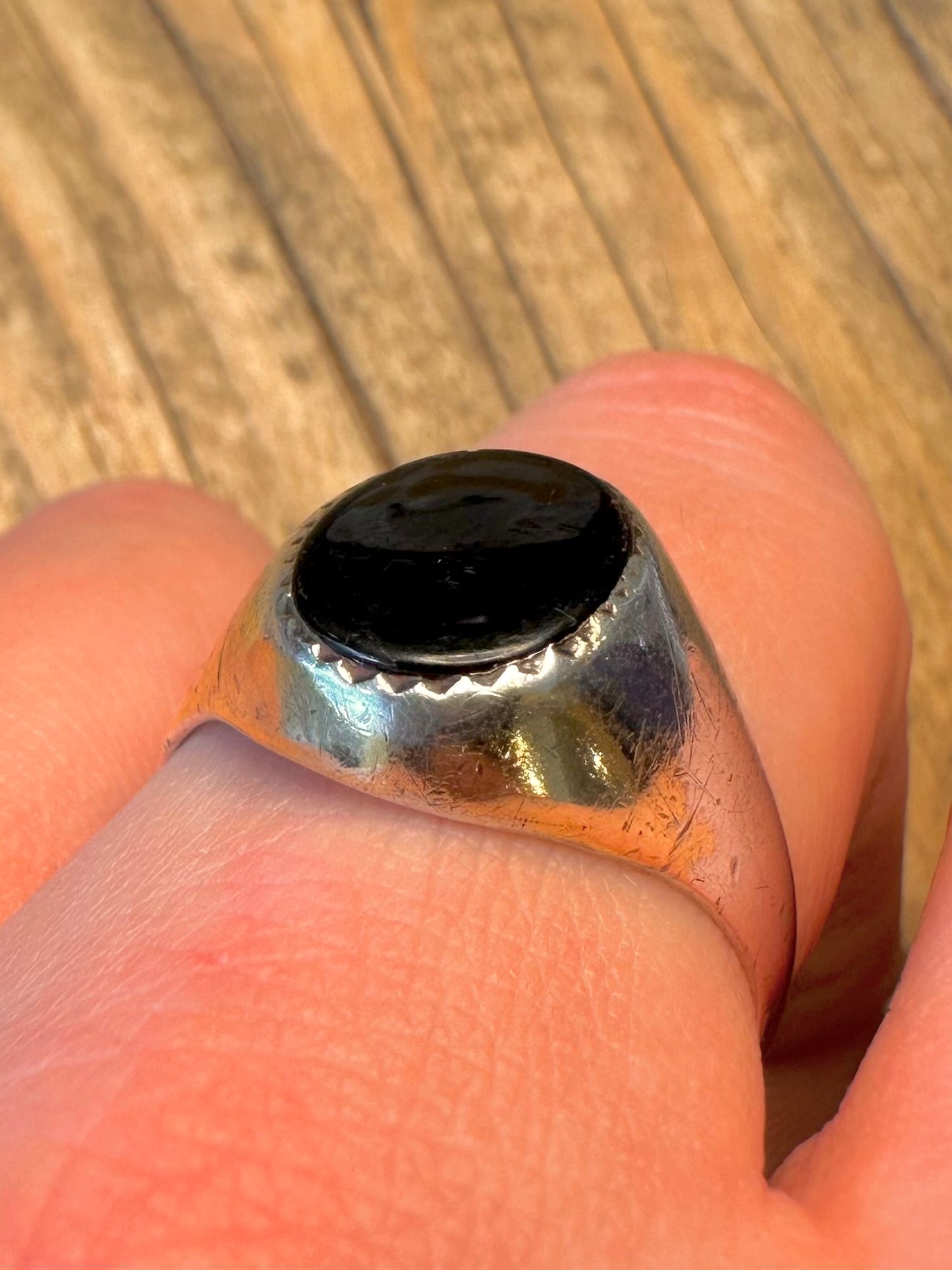 Onyx Signet Gold on 925 Sterling Silver Size W Ring