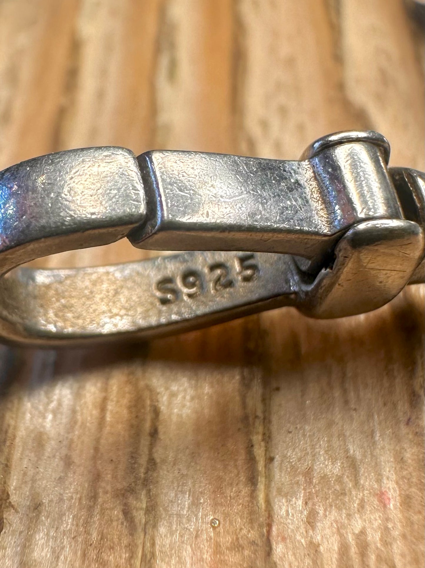 Vintage CZ Stone Chunky Belcher 925 Sterling Silver 7.8 inch Bracelet