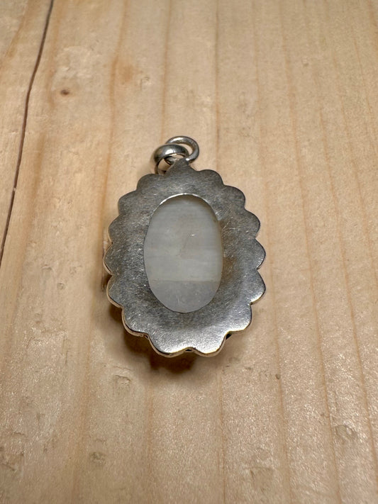 Oval Rainbow Moonstone 925 Sterling Silver Pendant