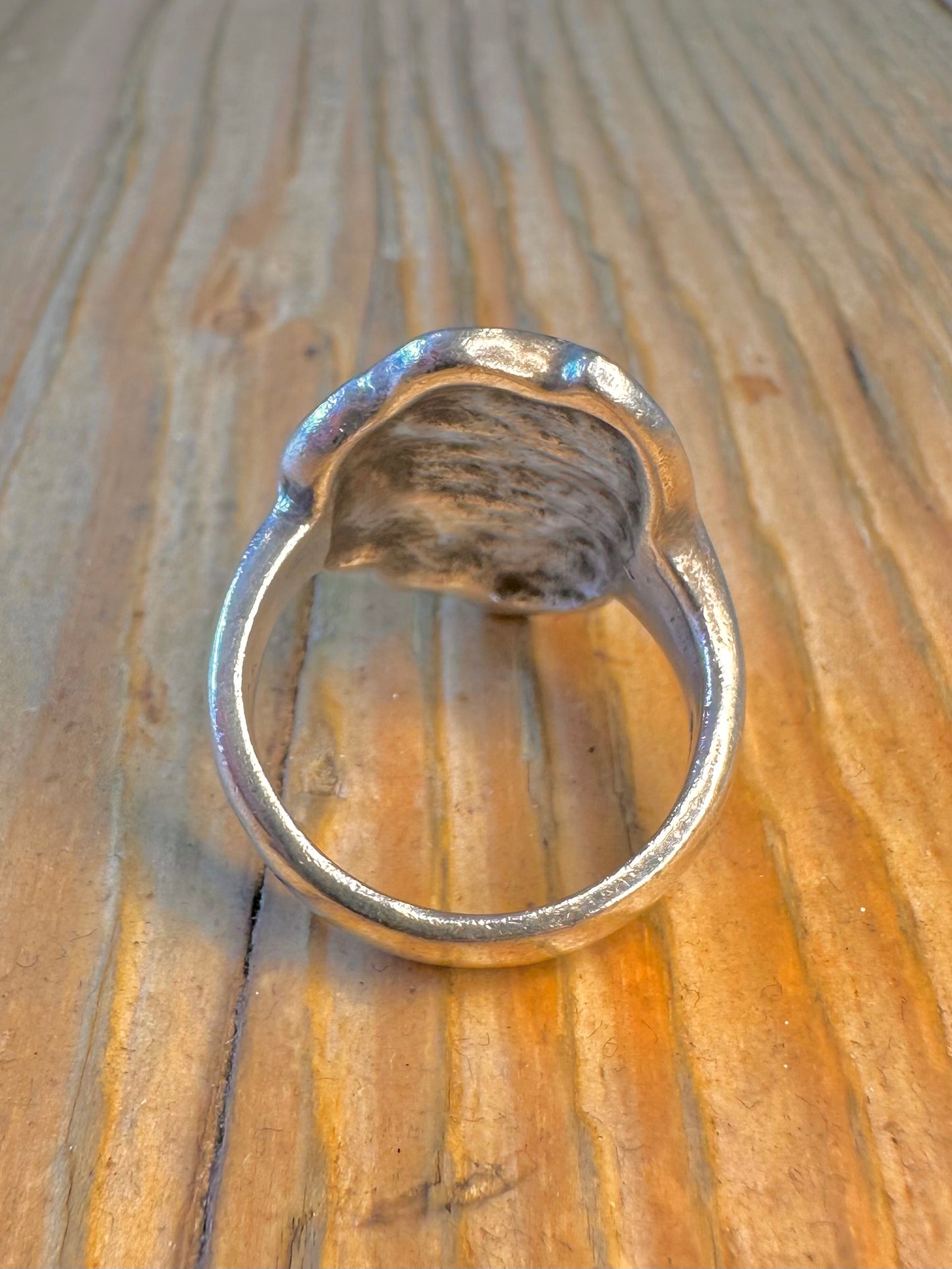 Abstract Multi Coloured Mother of Pearl 925 Sterling Silver Size P Ring