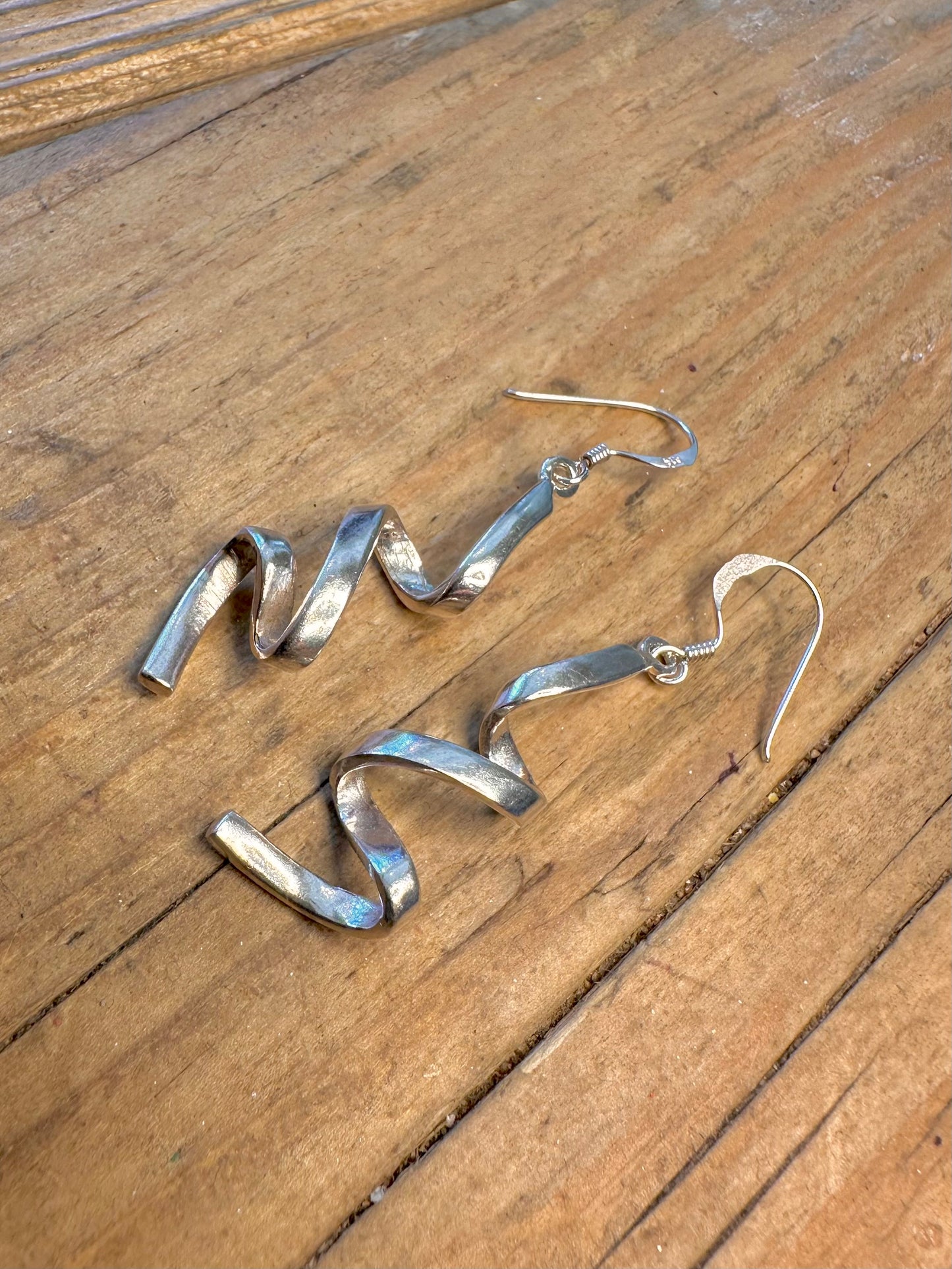 Spiral Dangle 925 Sterling Silver Earrings