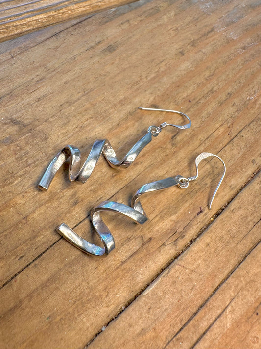 Spiral Dangle 925 Sterling Silver Earrings