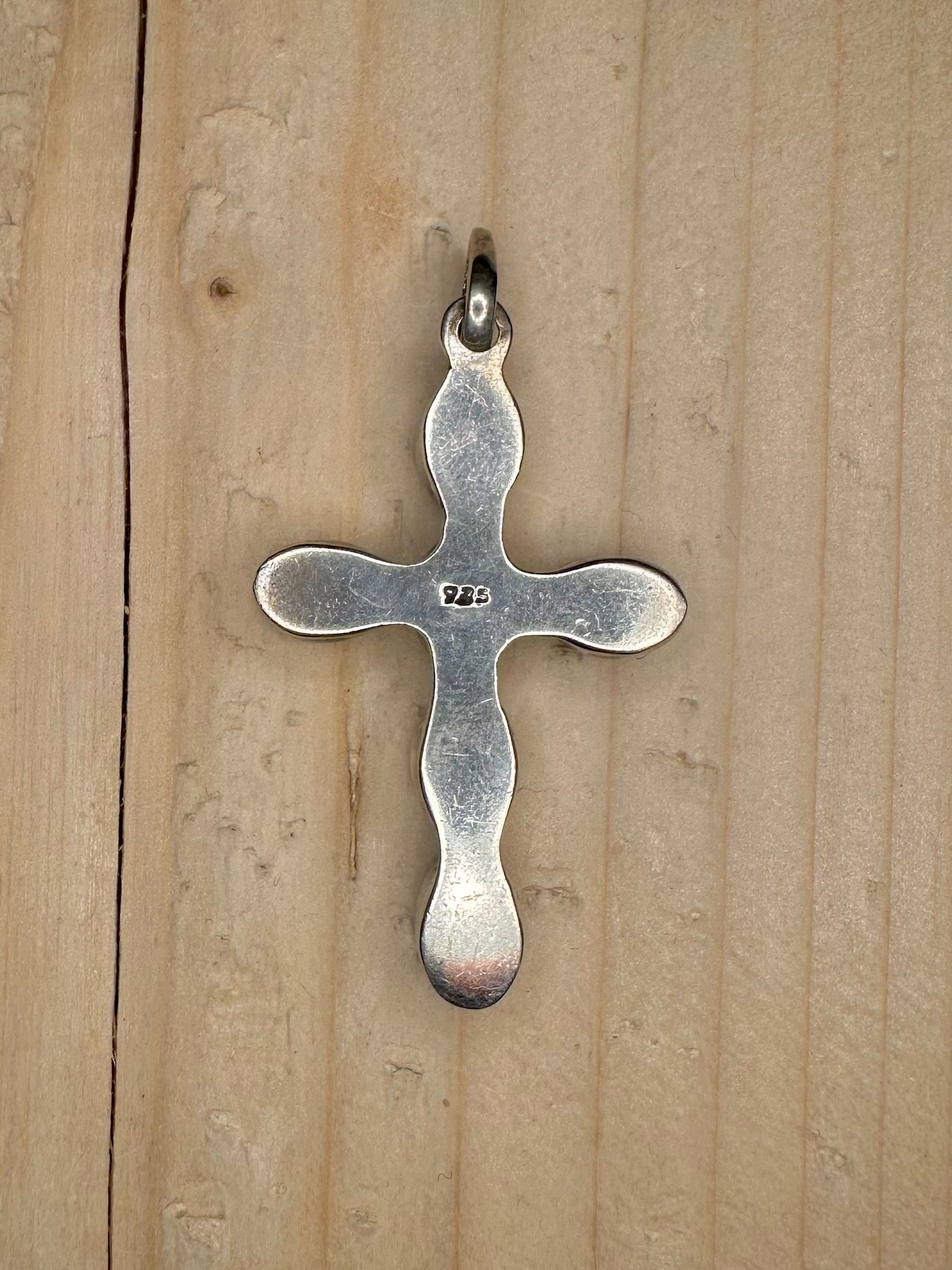 Garnet Oval Cross 925 Sterling Silver Pendant