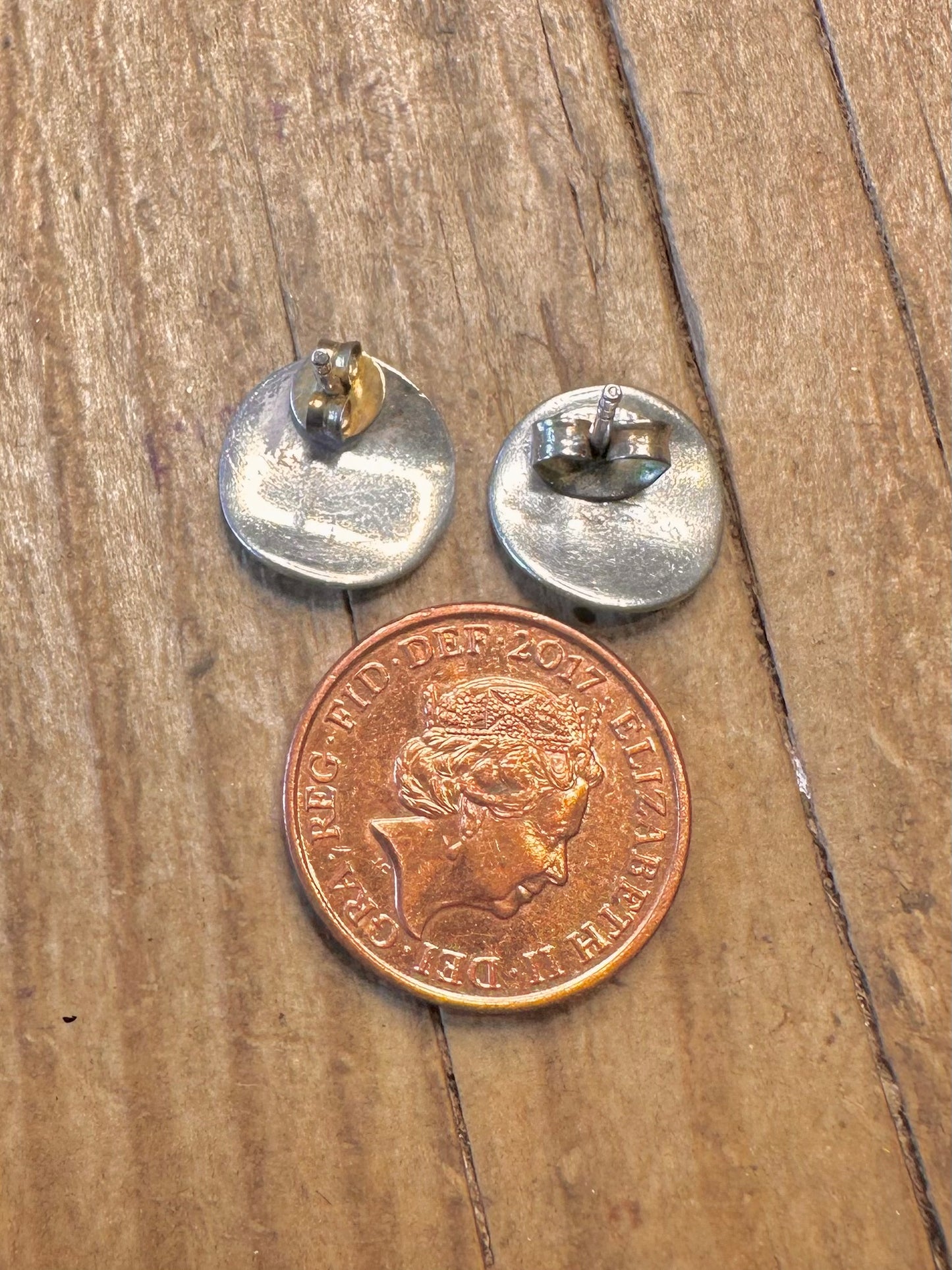 Modernist Abstract Circle Studs 925 Sterling Silver Earrings