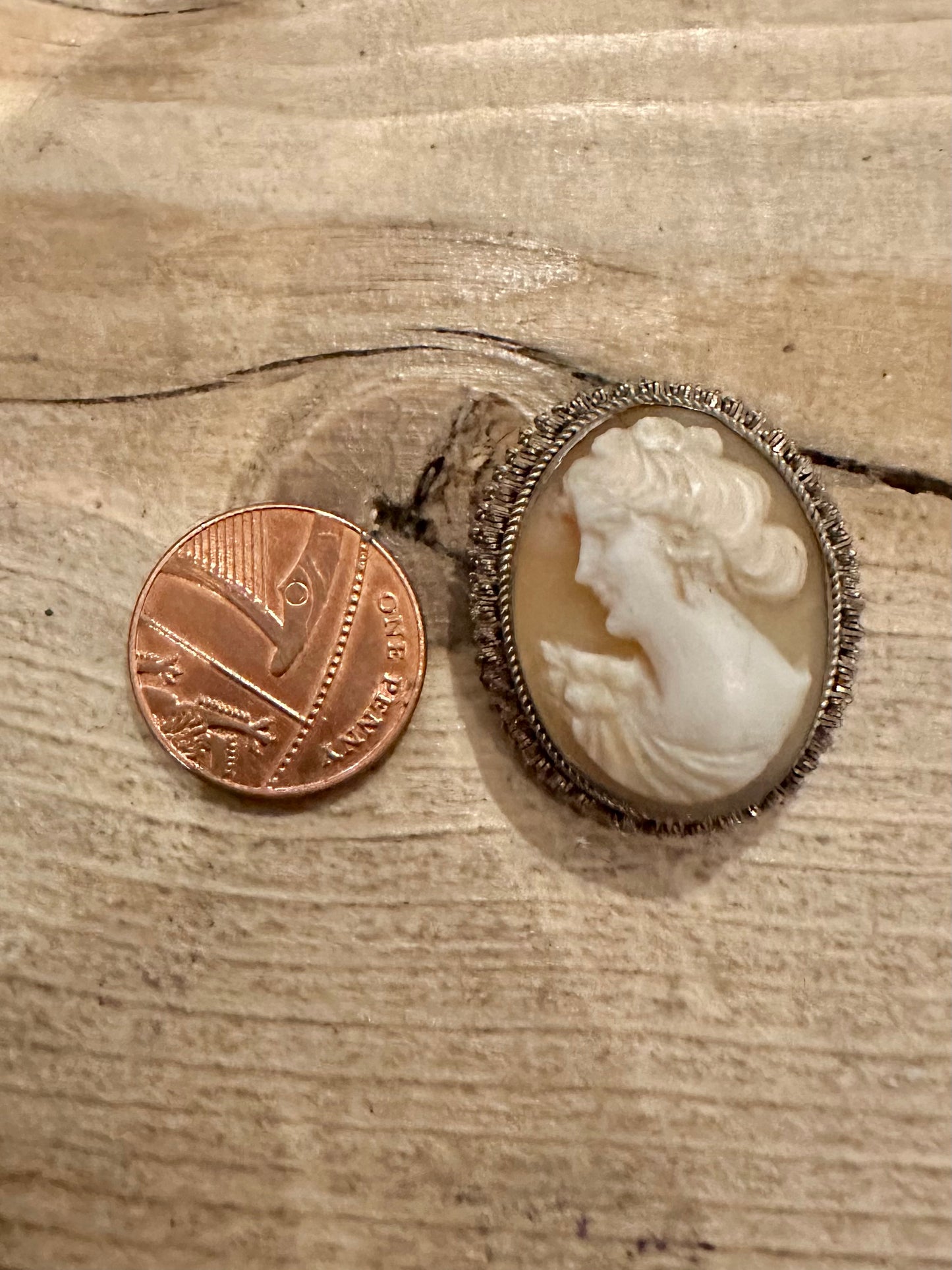 Vintage Cameo 800 Silver Brooch Pendant