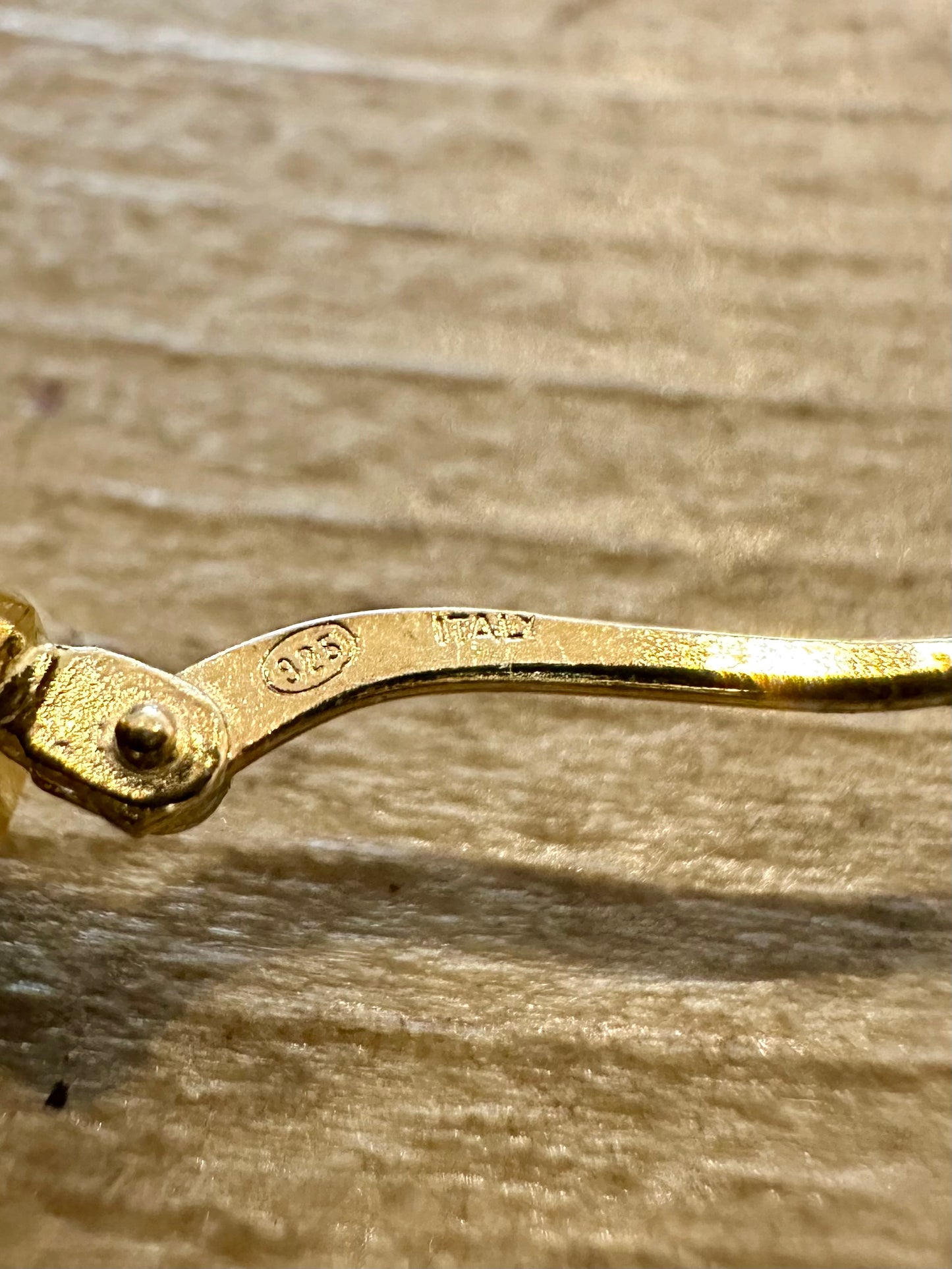 Vintage Greek Key Style Chunky Italy Gold on 925 Silver Hoop Earrings