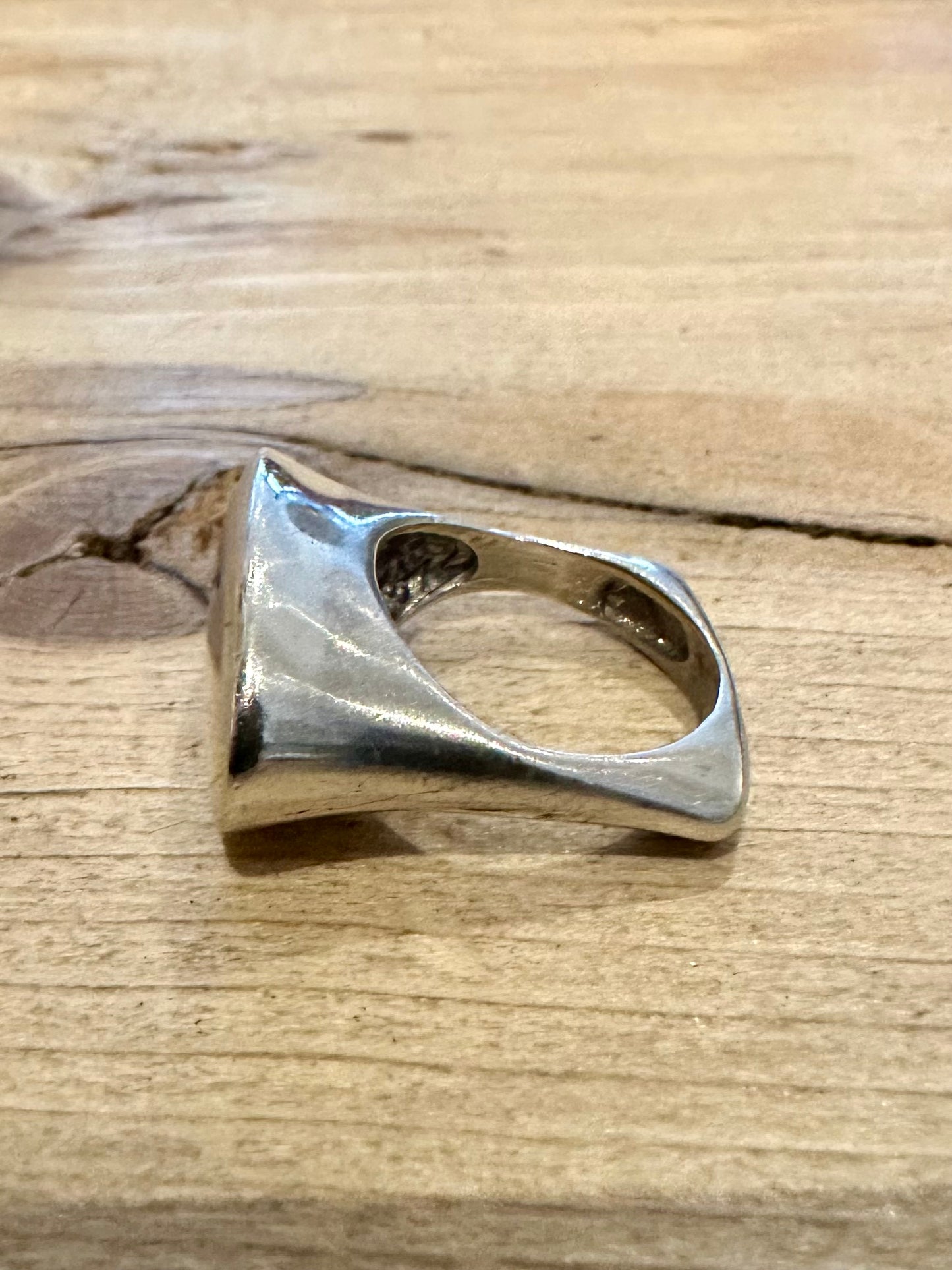 Abstract Modernist Flat 925 Silver Size L Ring