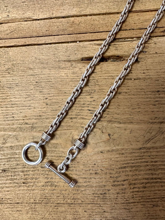 Vintage Cable Chain T Bar Clasp 925 Silver 17.5 inch