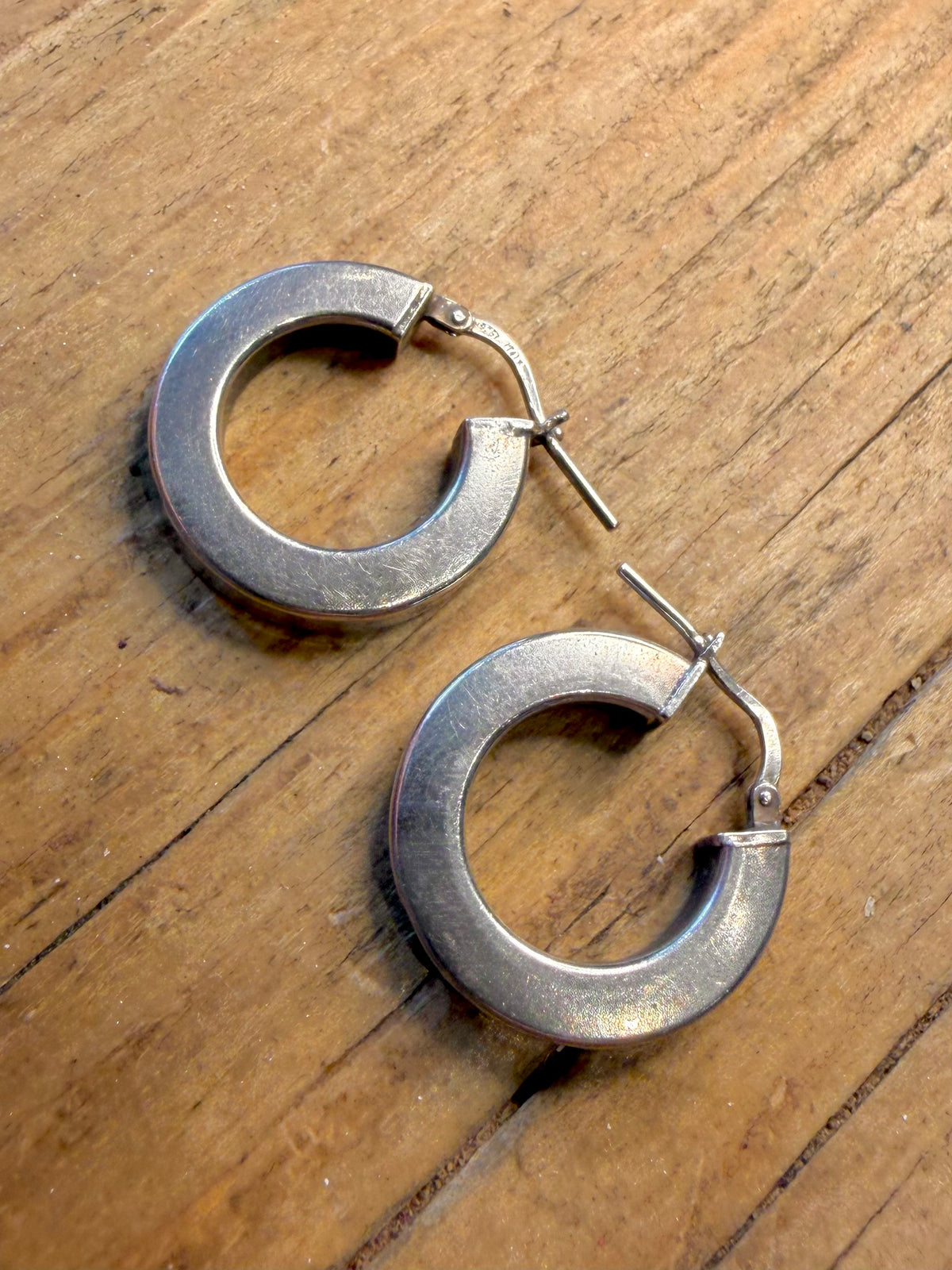 Chunky Square Rounded Hoops Italian 925 Sterling Silver Earrings
