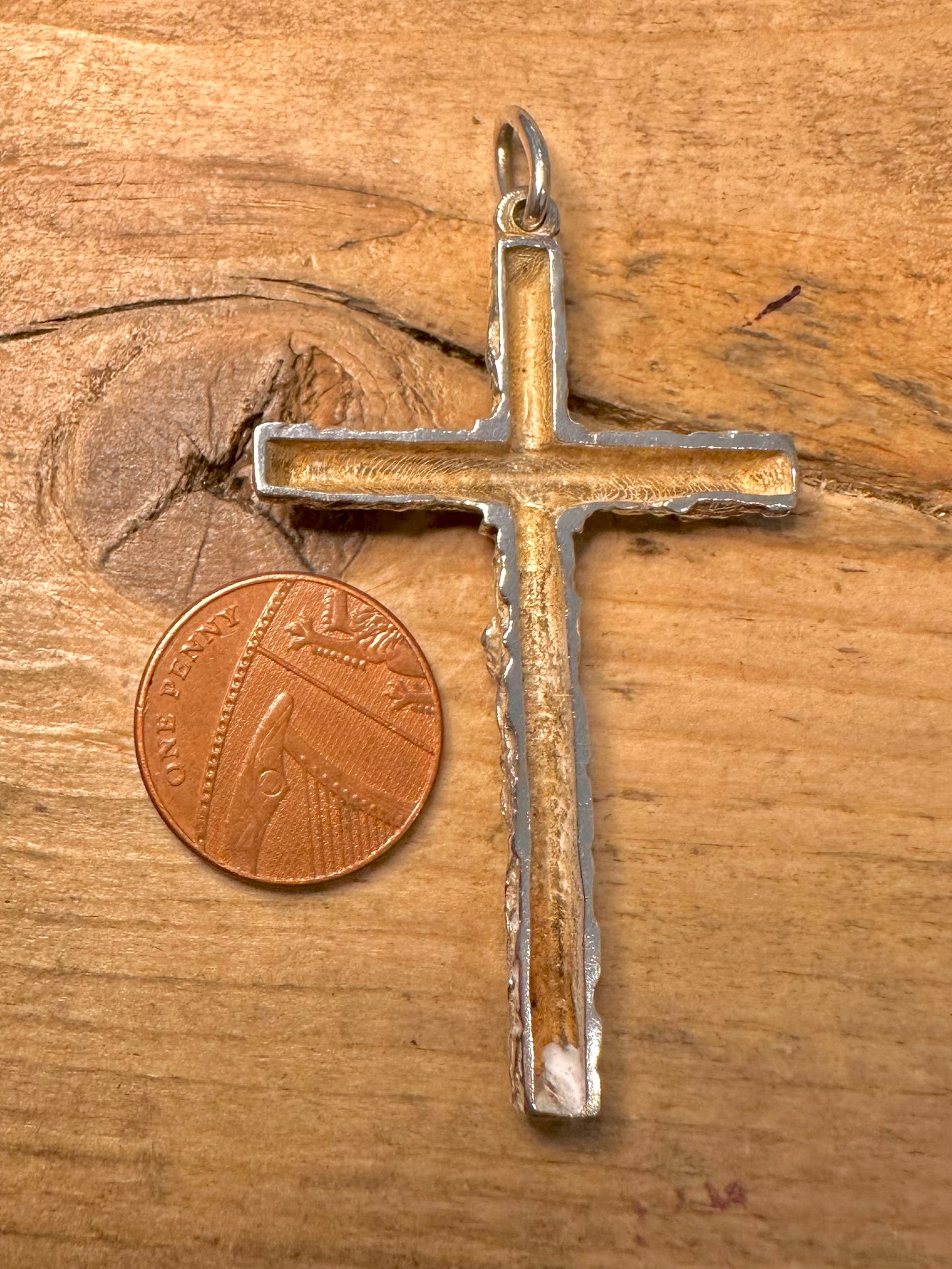 Abstract Cross Textured 925 Silver Pendant