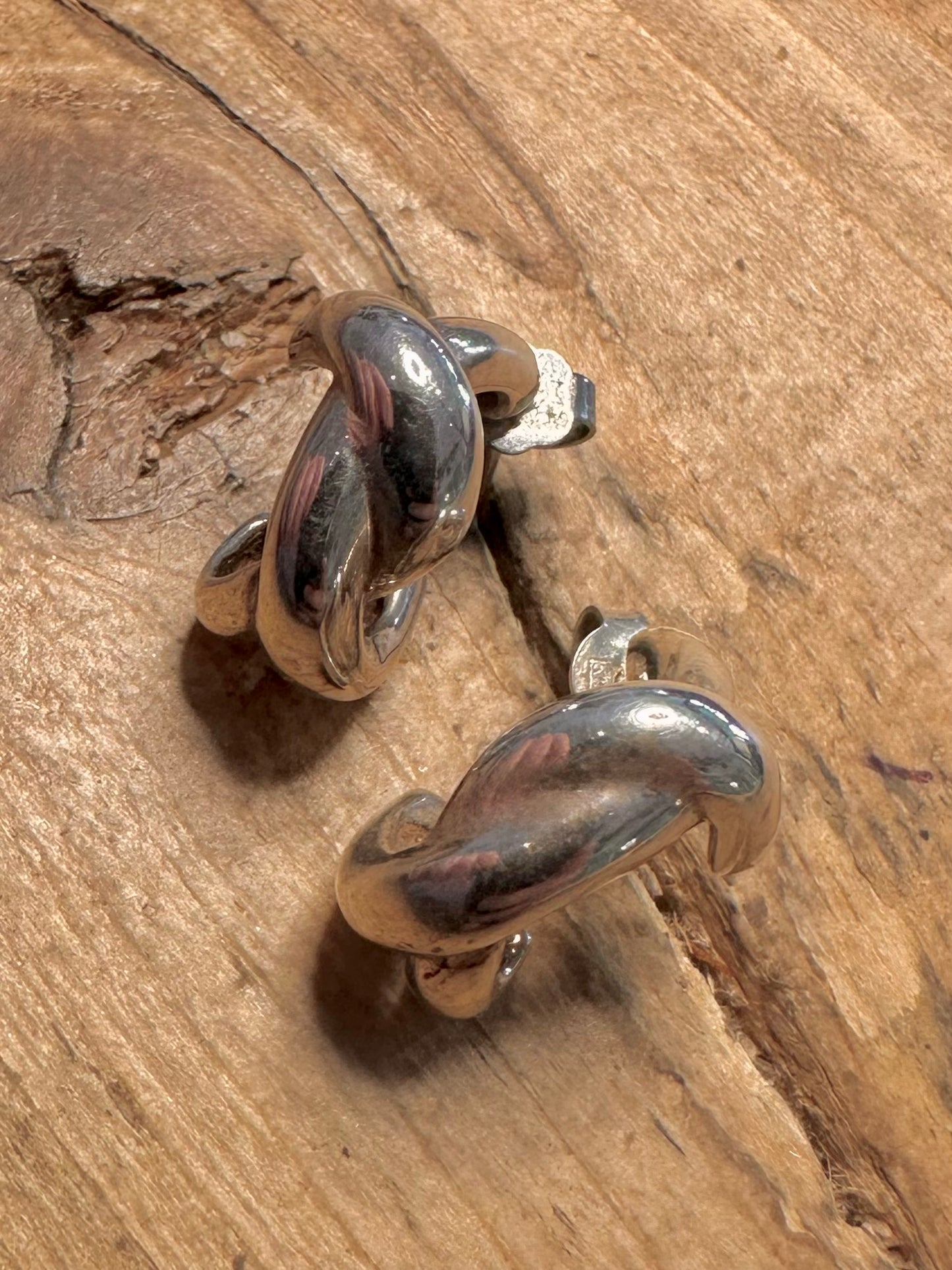 Abstract Knot Half Hoops 925 Silver Earrings