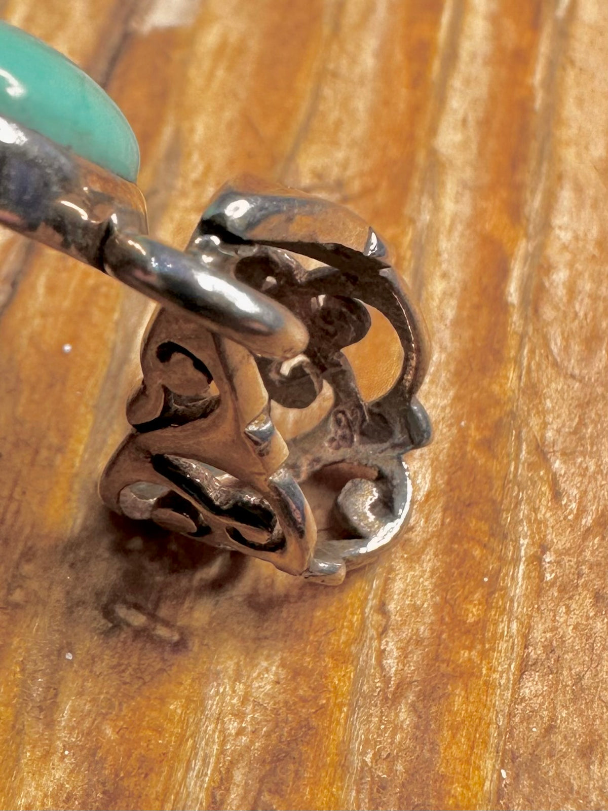 Boho Turquoise Long Swirl 925 Sterling Silver Pendant