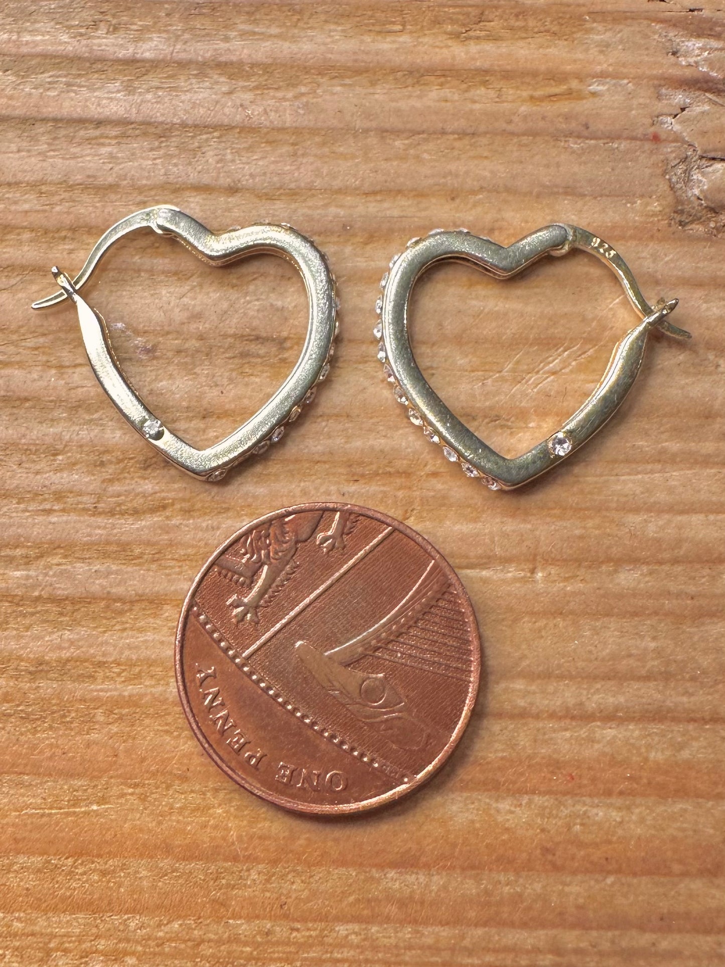 Modern Heart CZ Gold on 925 Sterling Silver Earrings