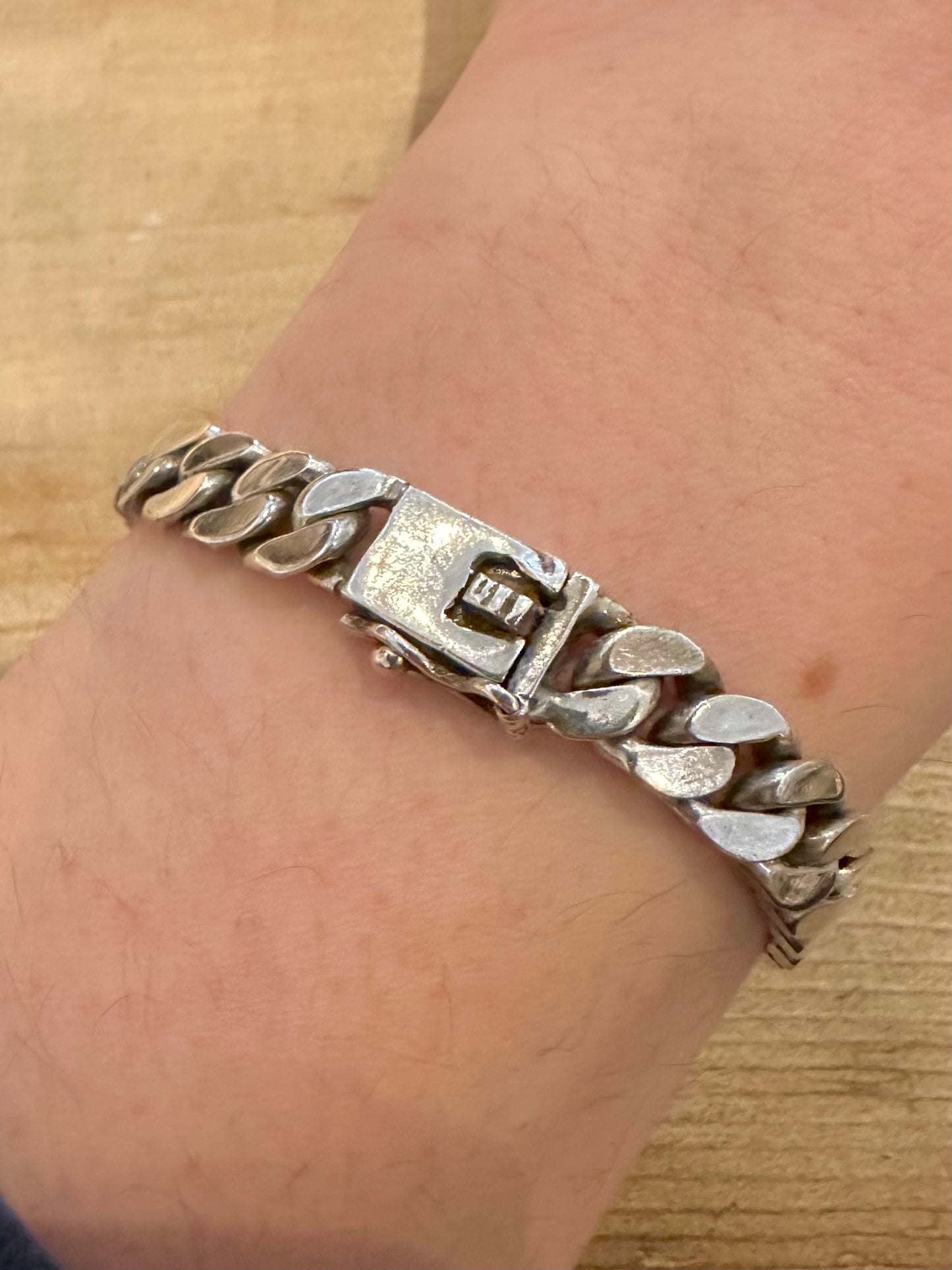 Vintage Dragon Identity Bar 925 Silver  7 inch Bracelet