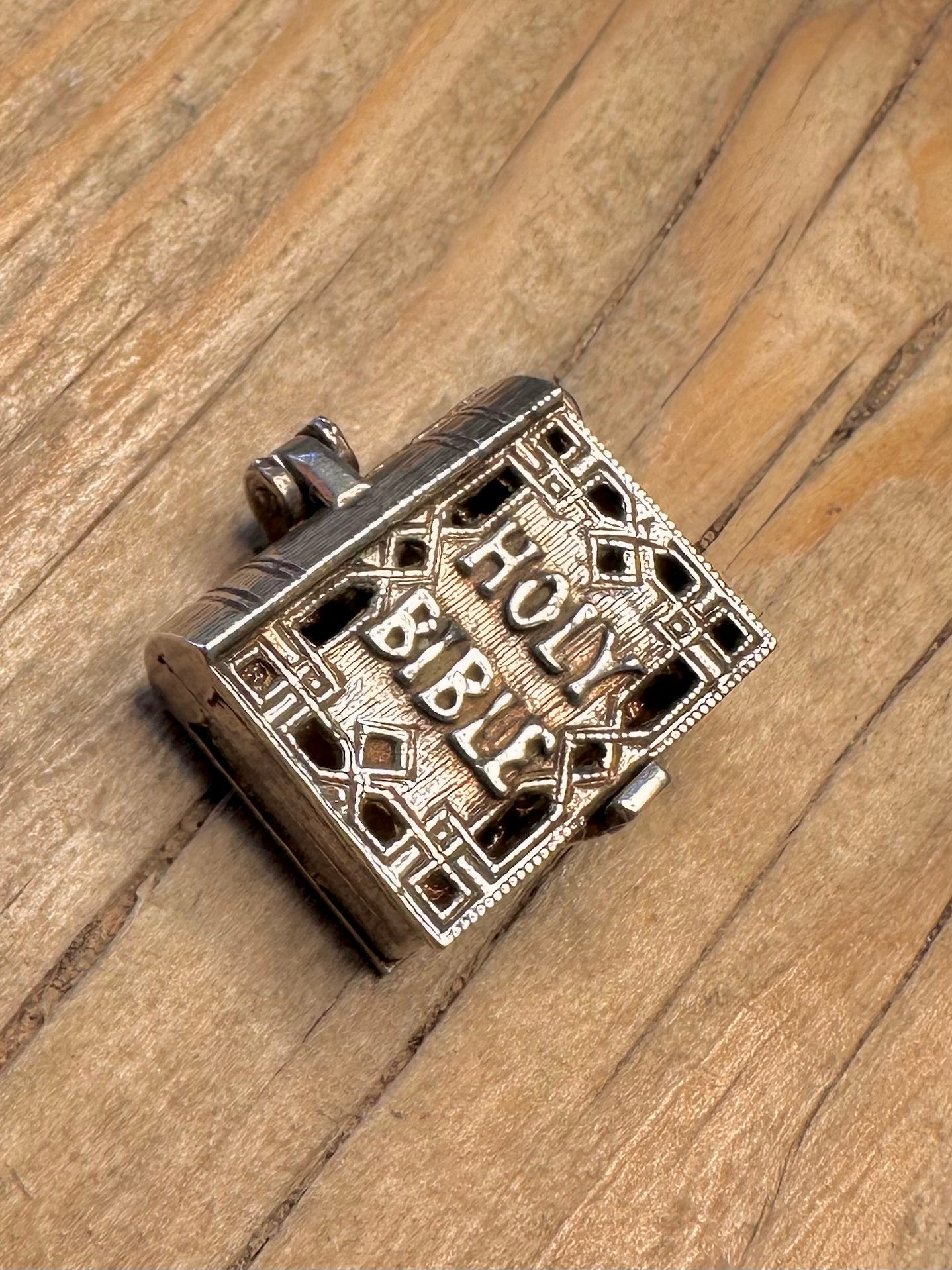 Vintage Holy Bible 925 Sterling Silver Charm Pendant