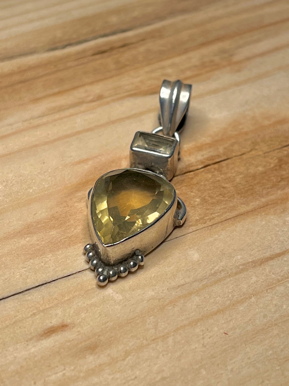 Citrine Double Stone 925 Sterling Silver Pendant