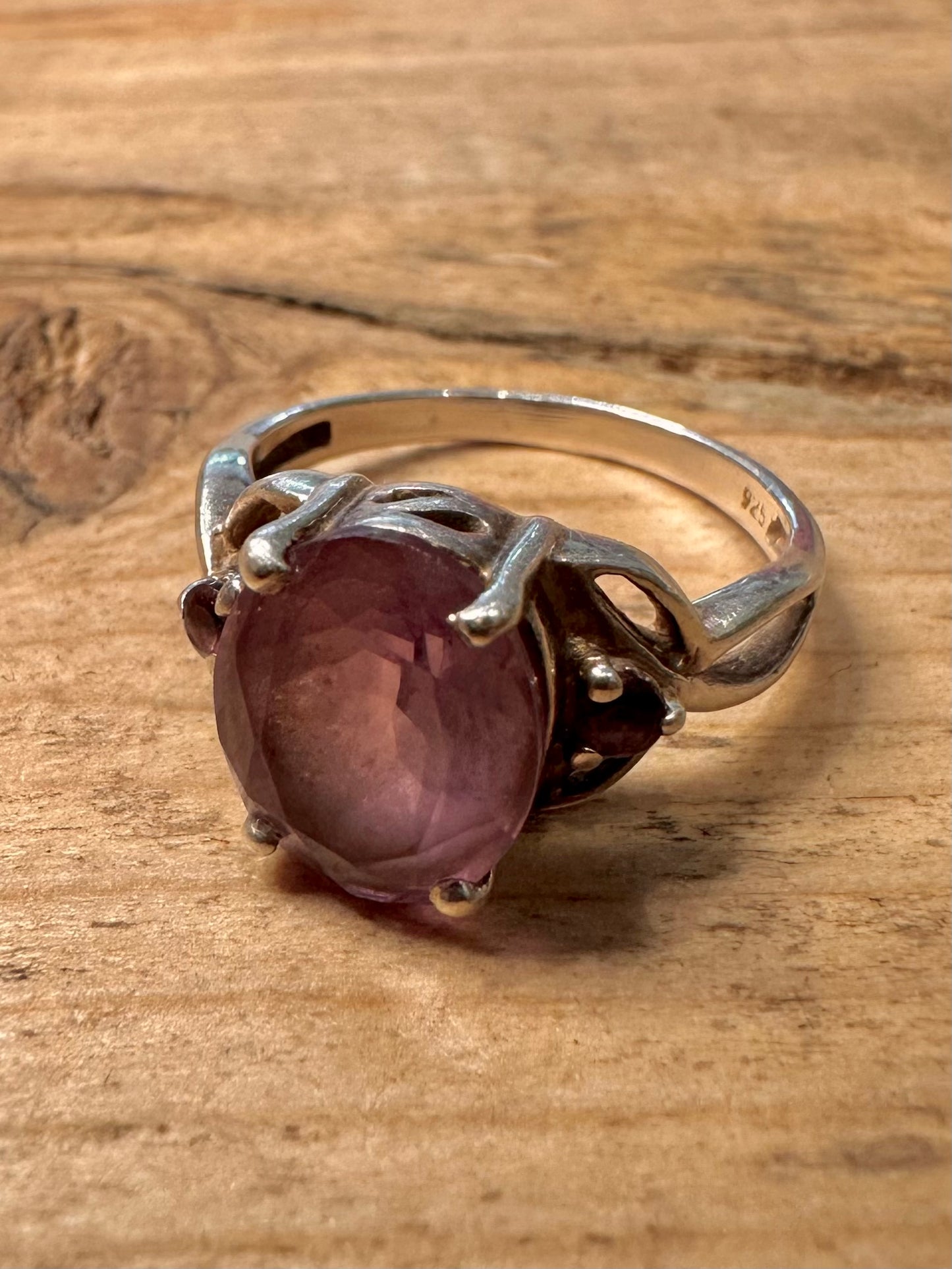 Vintage Amethyst 925 Silver Size P Ring