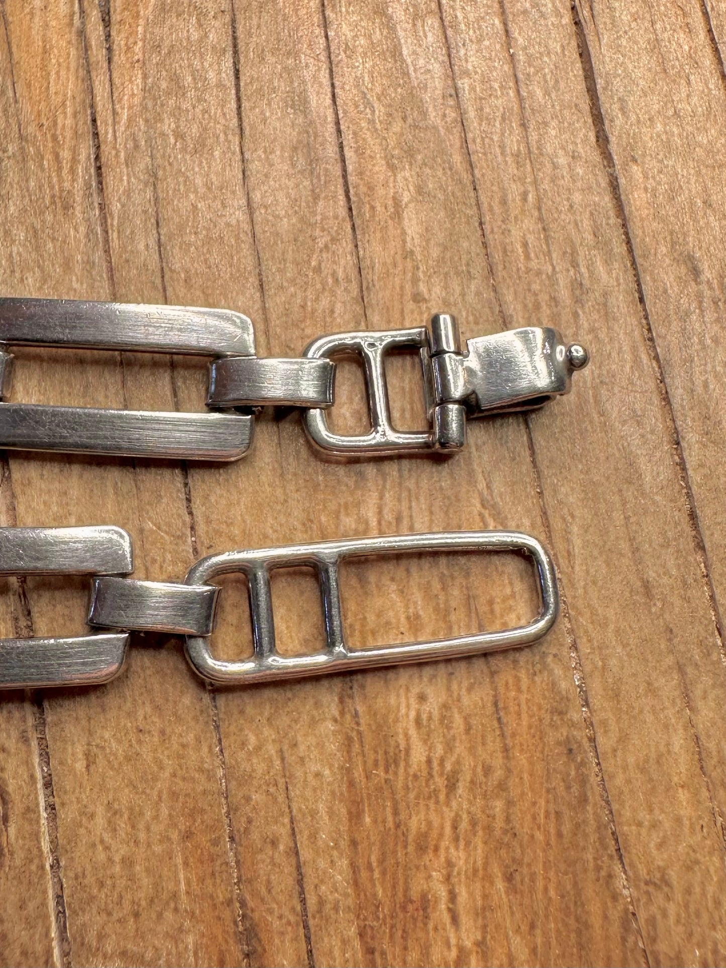 Modernistische Rechteck-Gliederkette aus 925er Sterlingsilber, 17,3 Zoll, von 1987