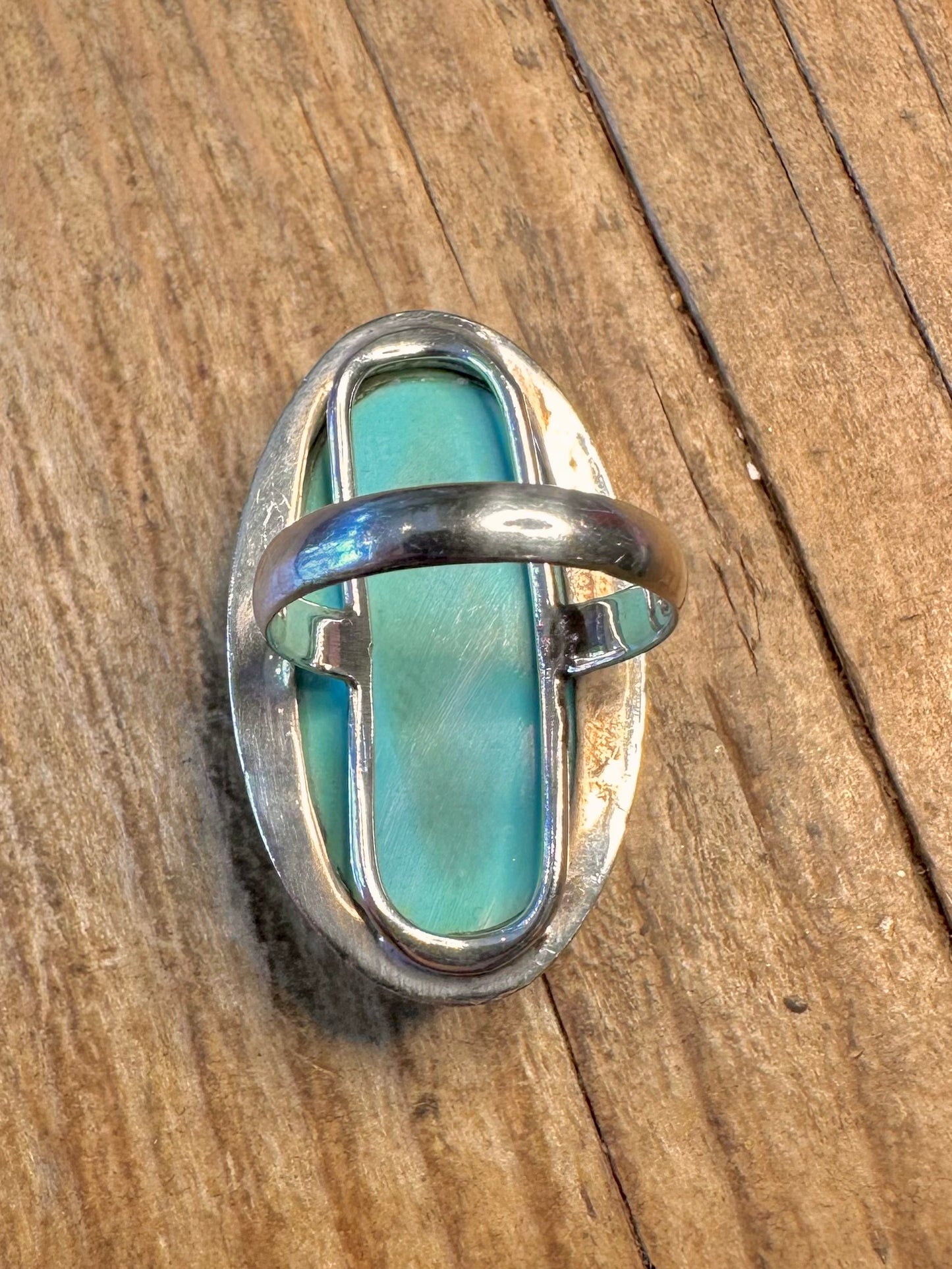 Ovaler Türkis, länglich, 925er Sterling Silber, Ringgröße N