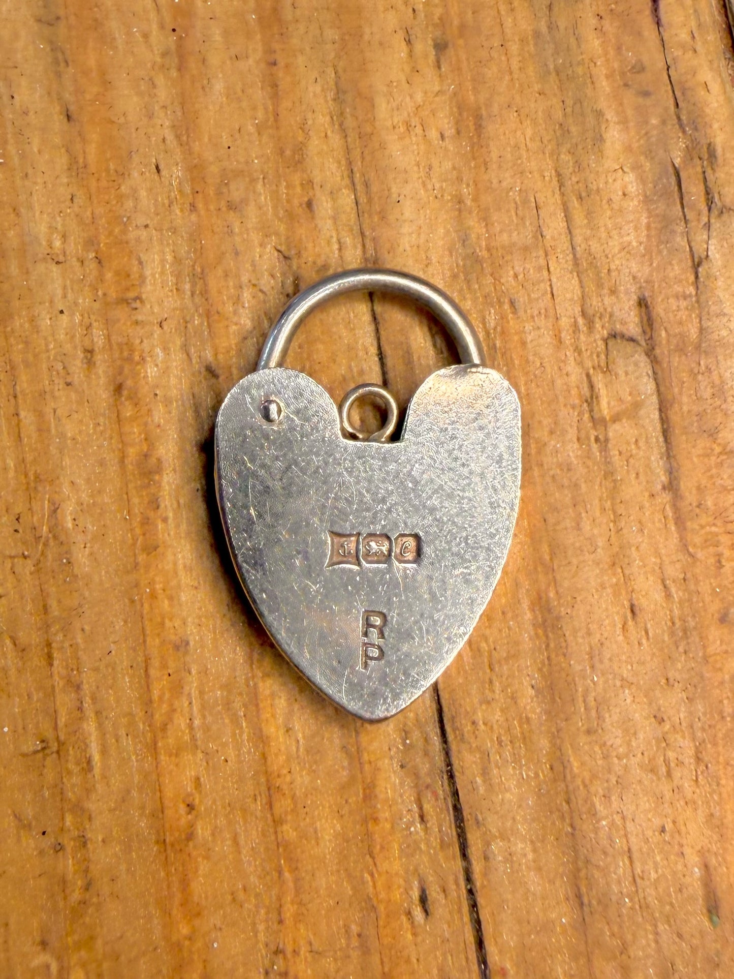 Heart Padlock 1977 Maker RP Hallmarked 925 Sterling Silver Pendant