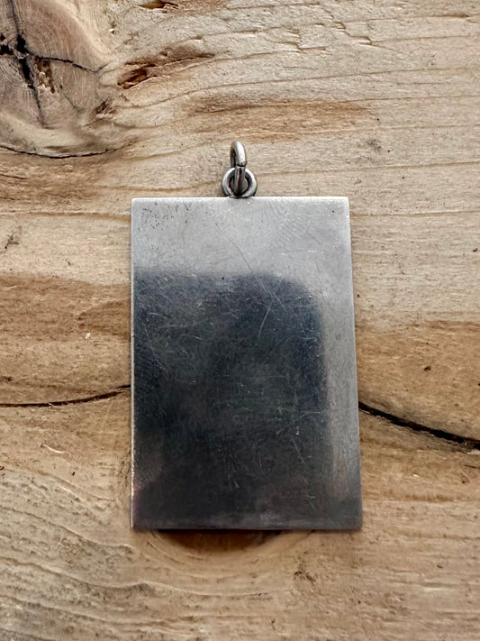 Vintage Rectangle Solid 925 Silver Pendant