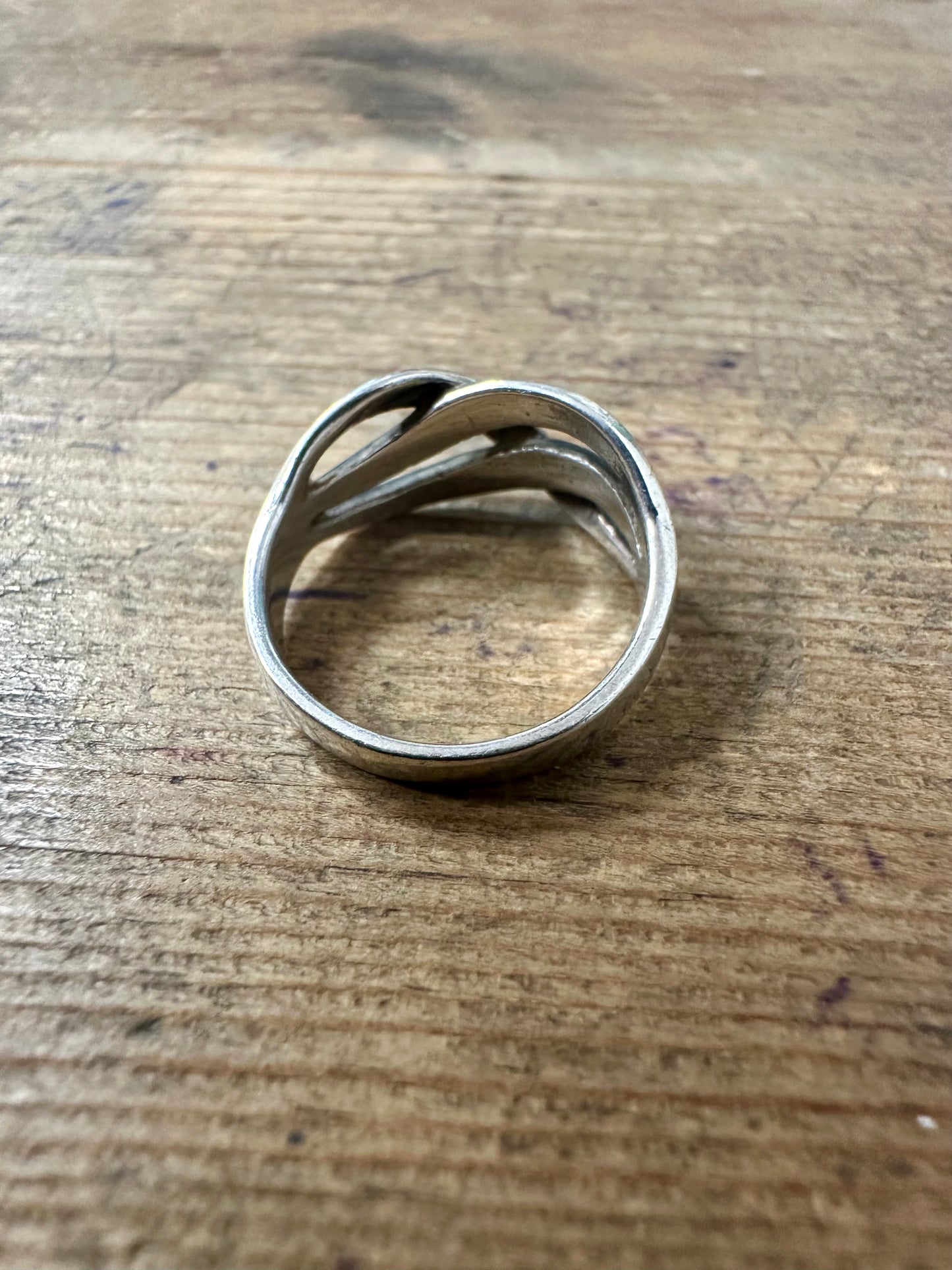 Abstract Interwoven 925 Silver Size M Ring