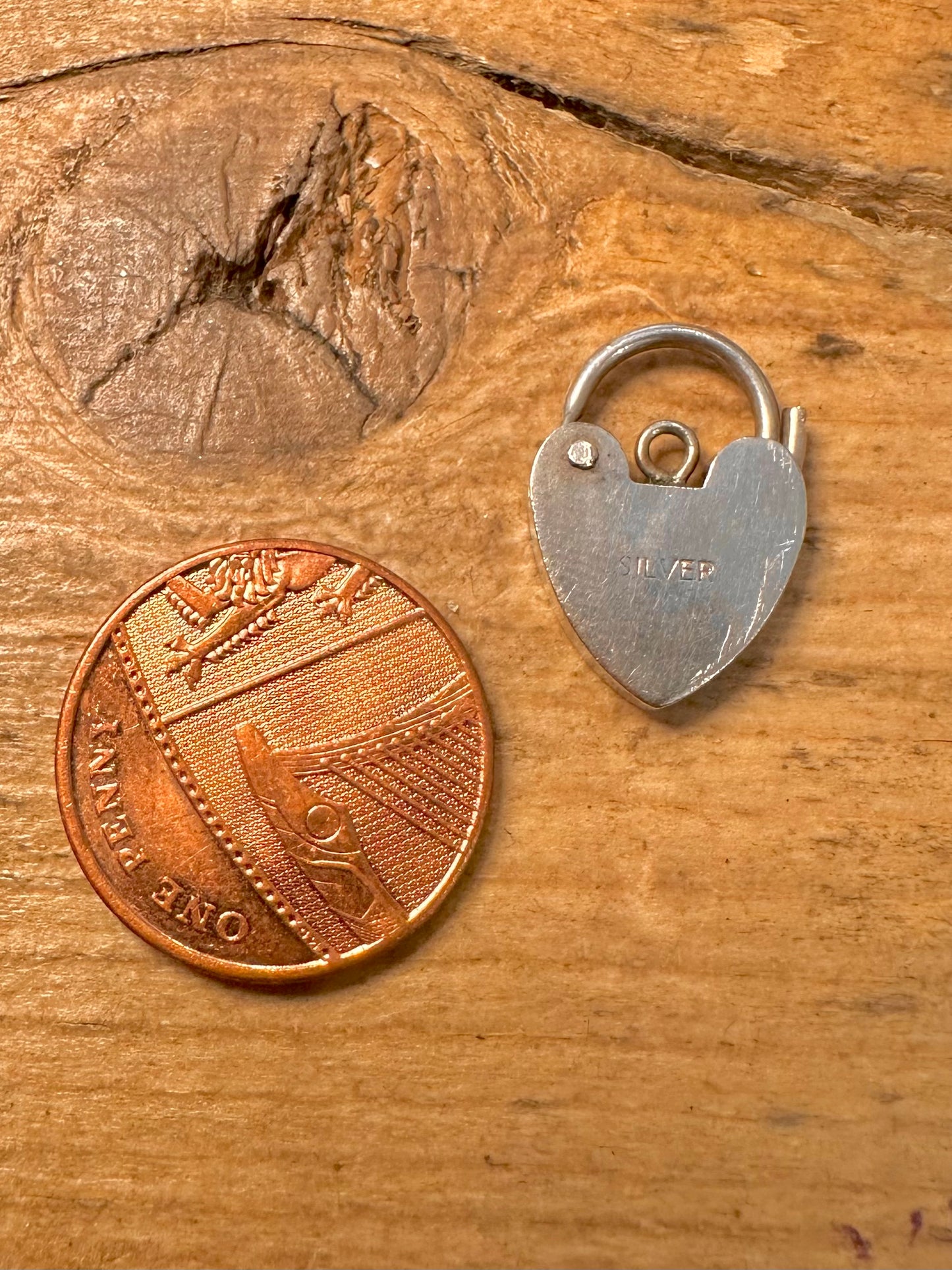 Vintage Heart Padlock 925 Silver Pendant