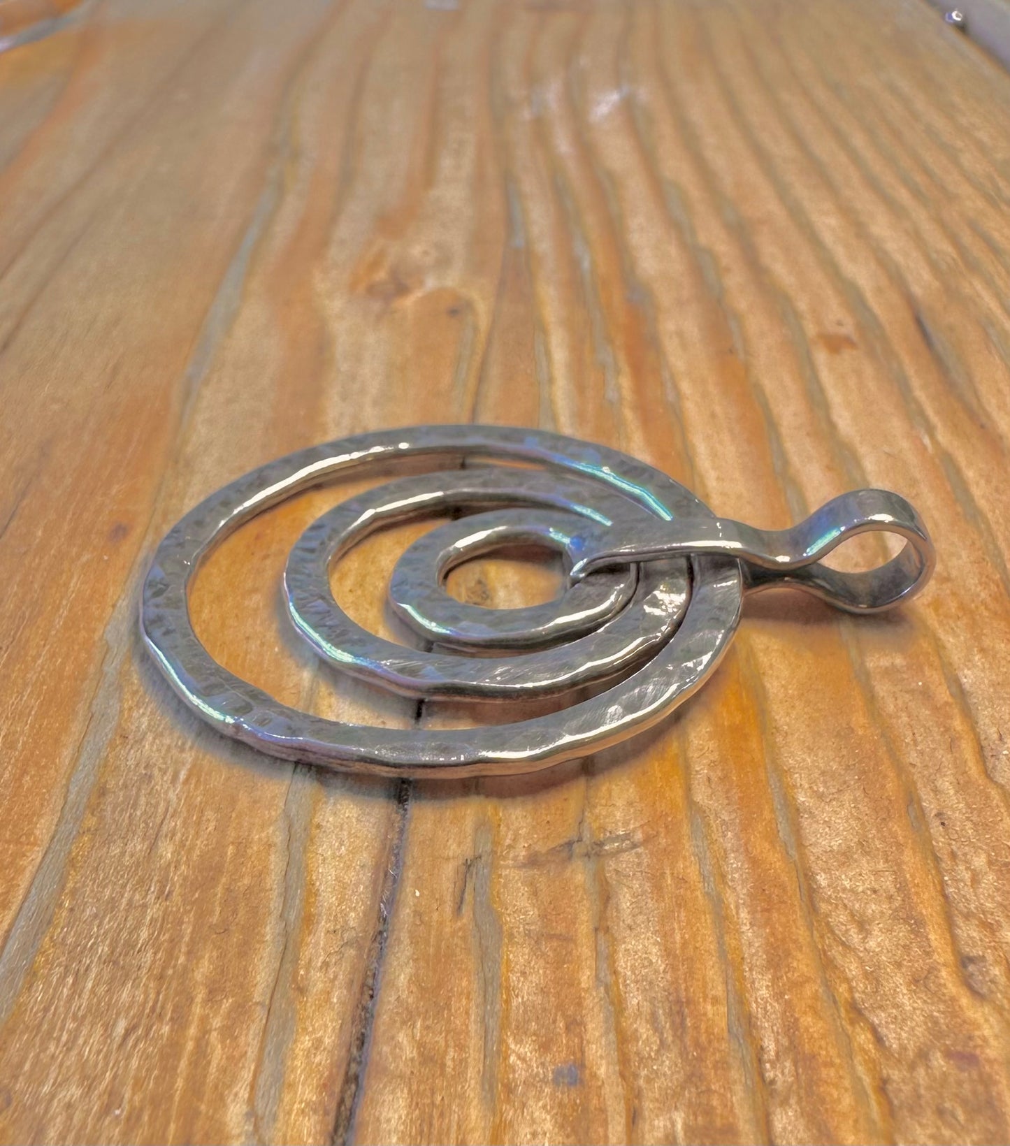 Hammered Three Circle 925 Sterling Silver Pendant
