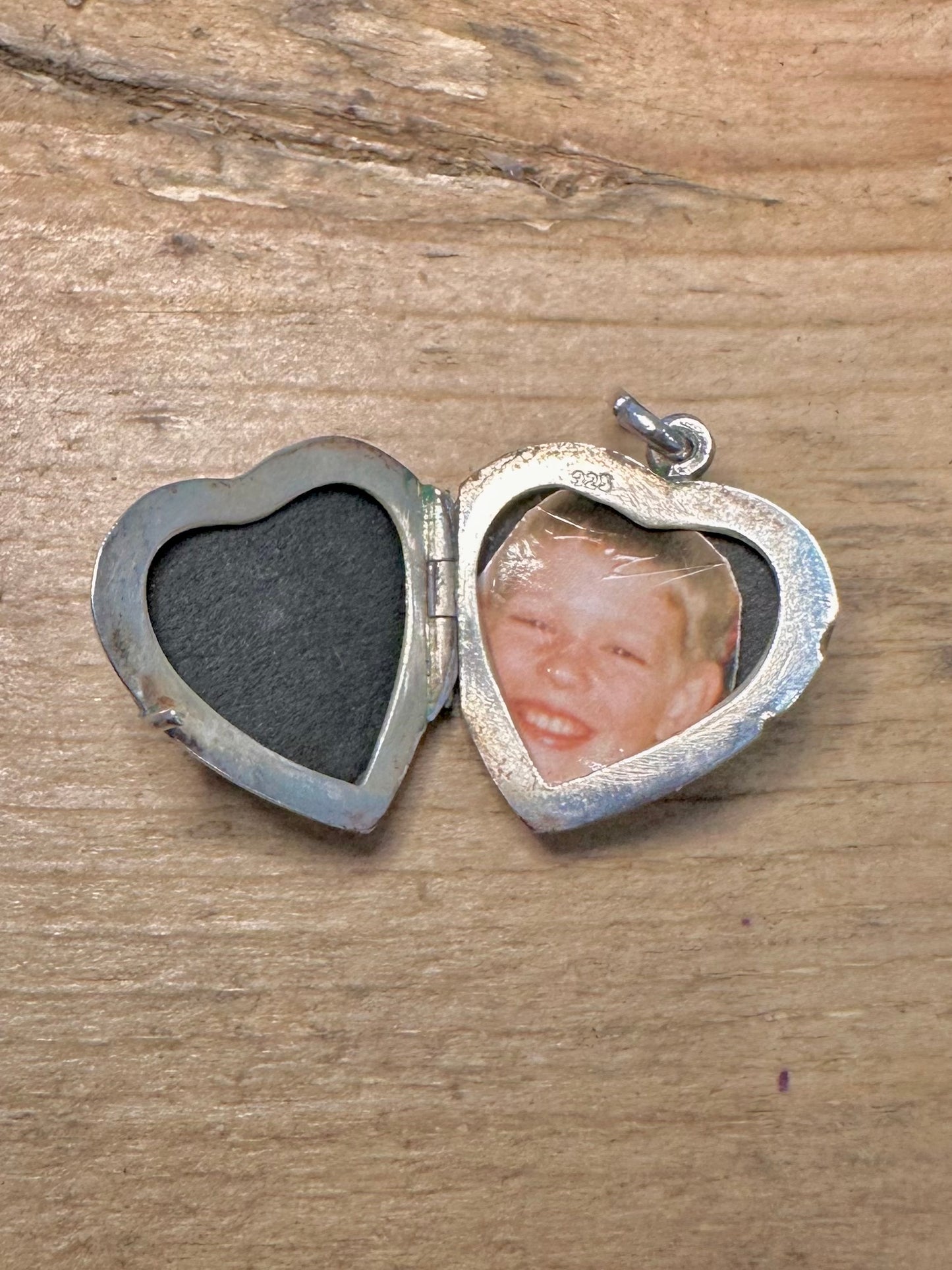 Vintage Amethyst Engraved Heart Locket 925 Silver Pendant