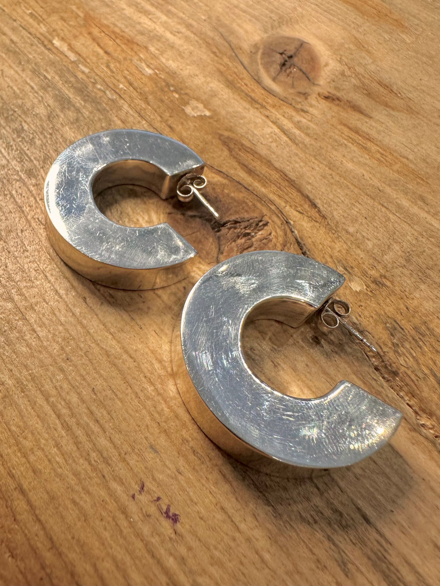 Abstract Chunky Half Hoops 925 Silver Earrings