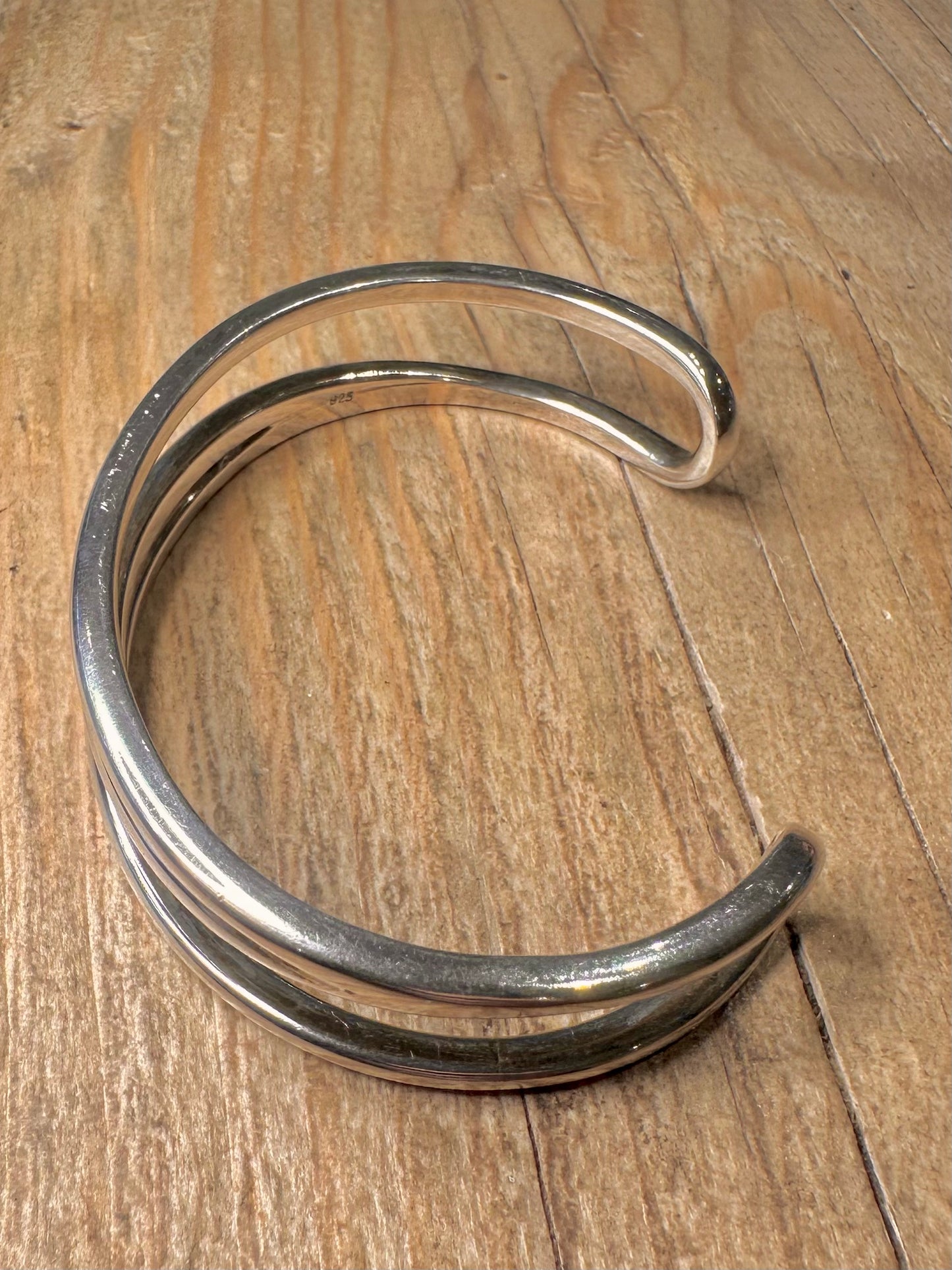 Modernist Tiffany & Co Style Zig Zag Cuff 925 Sterling Silver Bangle