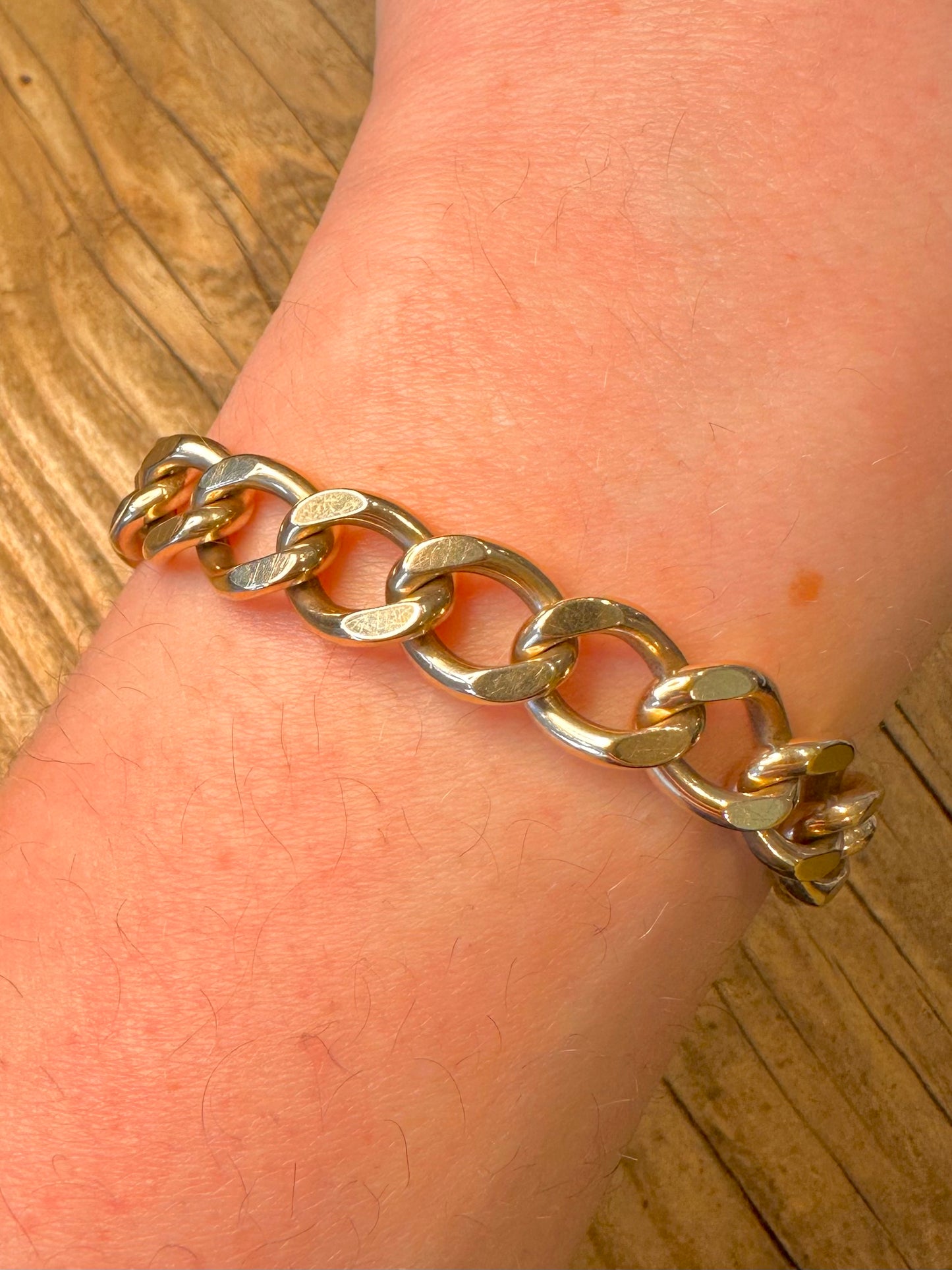 Antikes viktorianisches 9-karätiges Gold Armband von 1897, Curb Chain Herz-Vorhängeschloss mit Sicherungskette 36,54 g