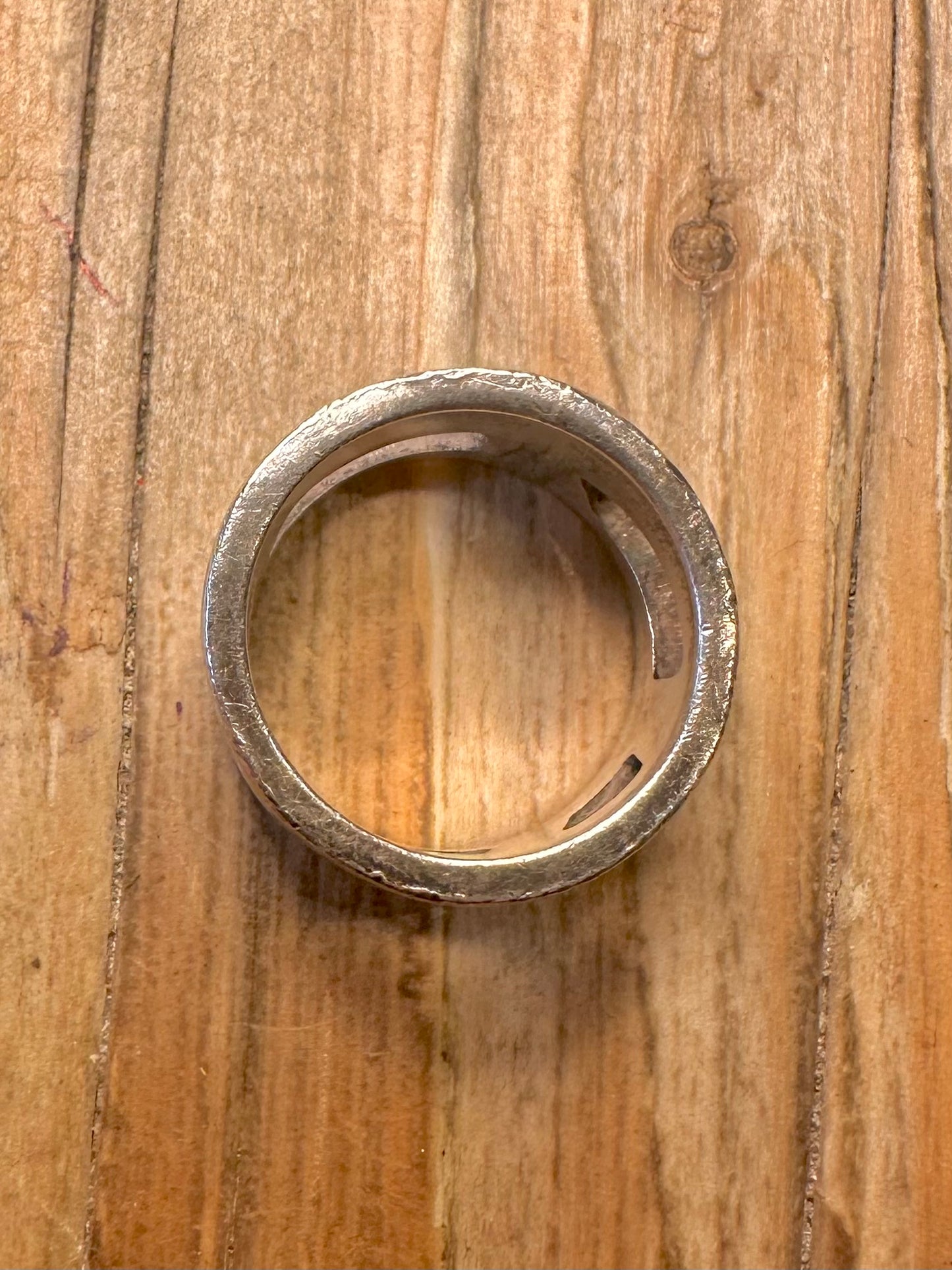 Vintage Geometric Band 925 Sterling Silver Size P Ring