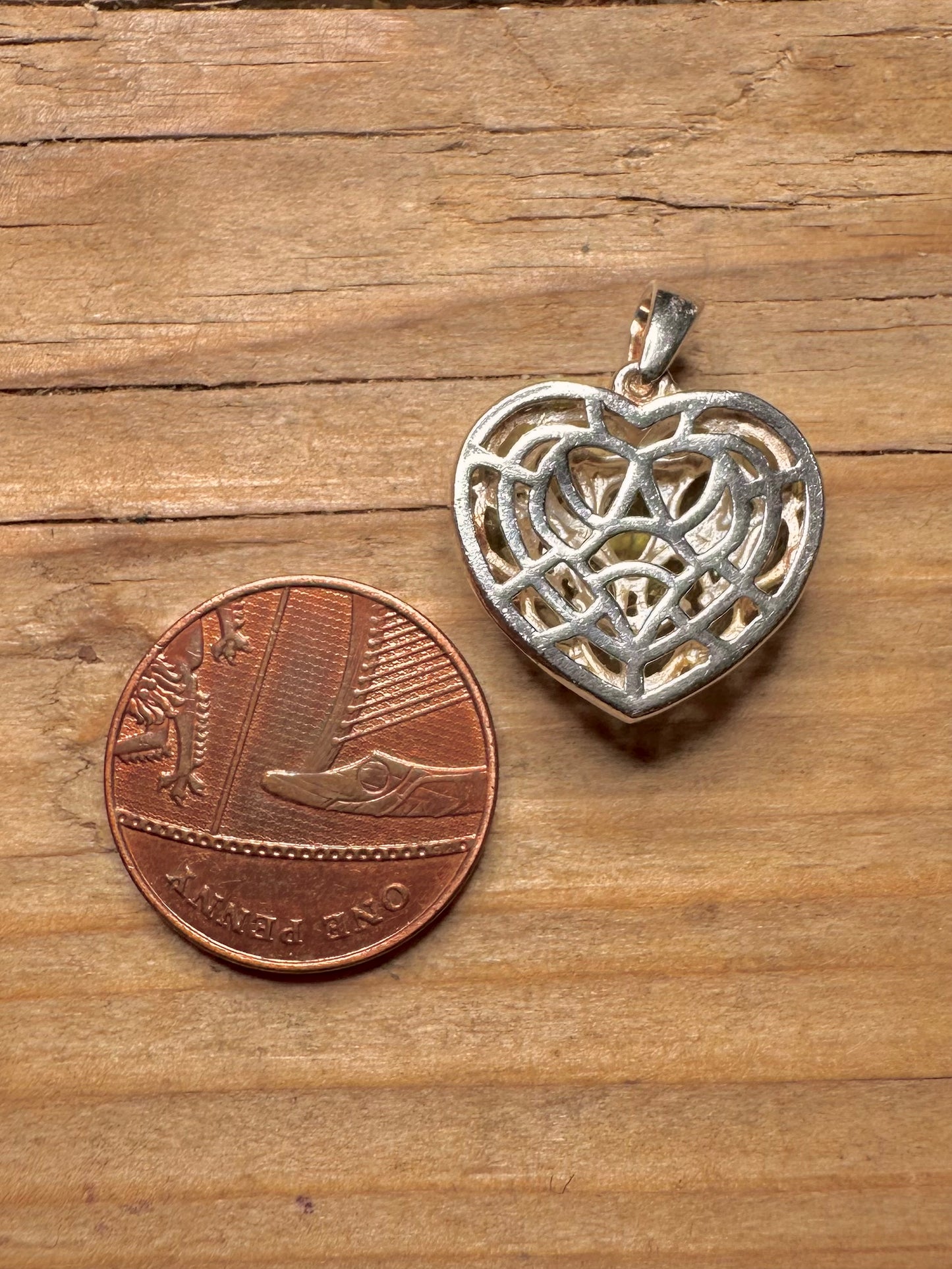 Vintage Peridot Herz 925 Sterling Silber Anhänger