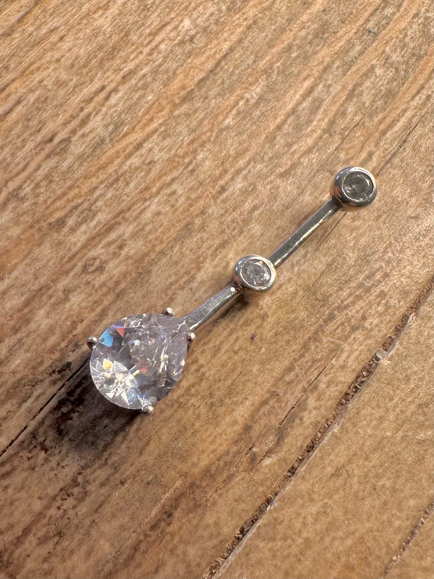 Modern Pear Shaped White CZ 925 Sterling Silver Pendant