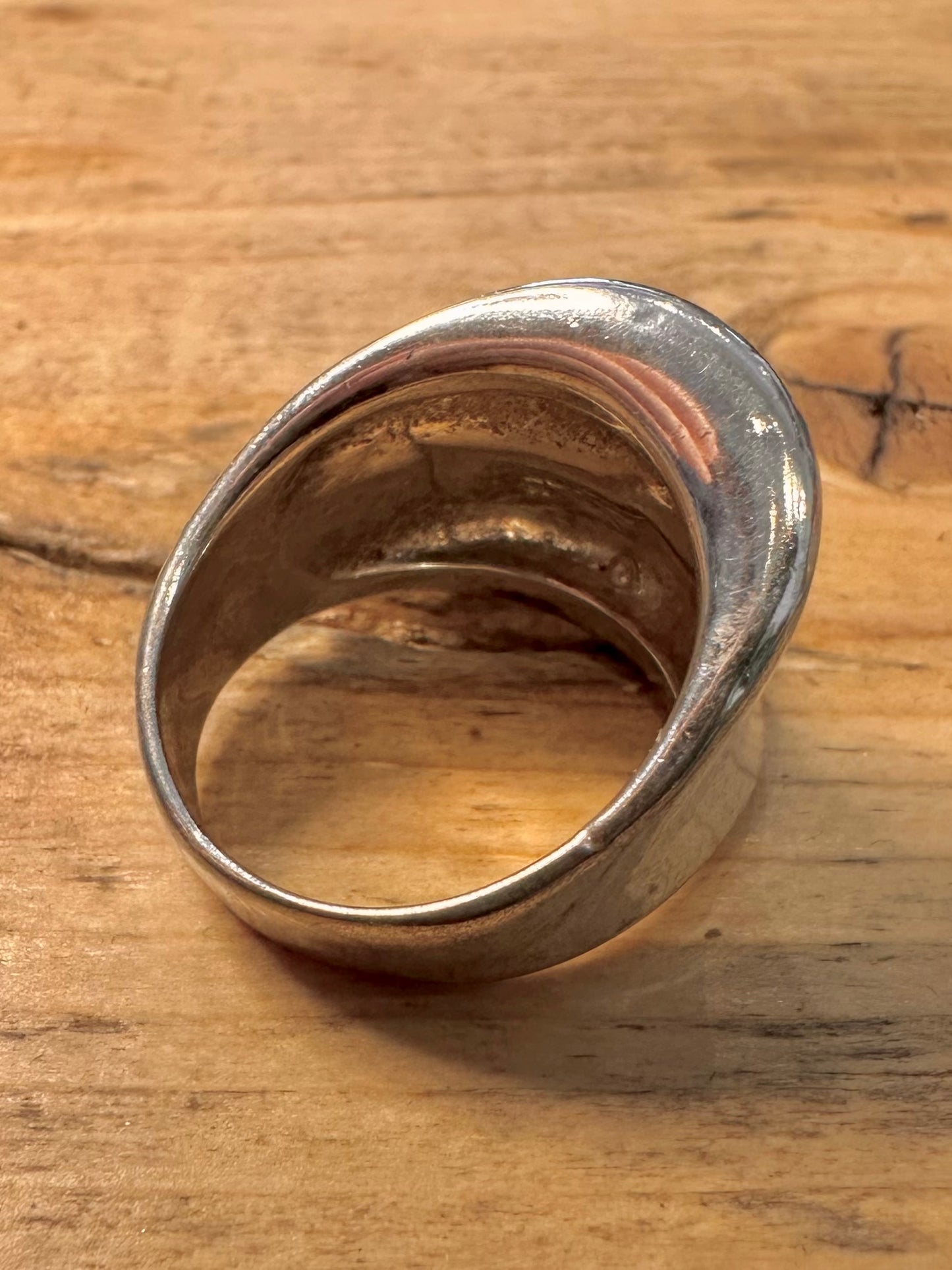 Modernist Wavy 925 Silver Size Q Ring