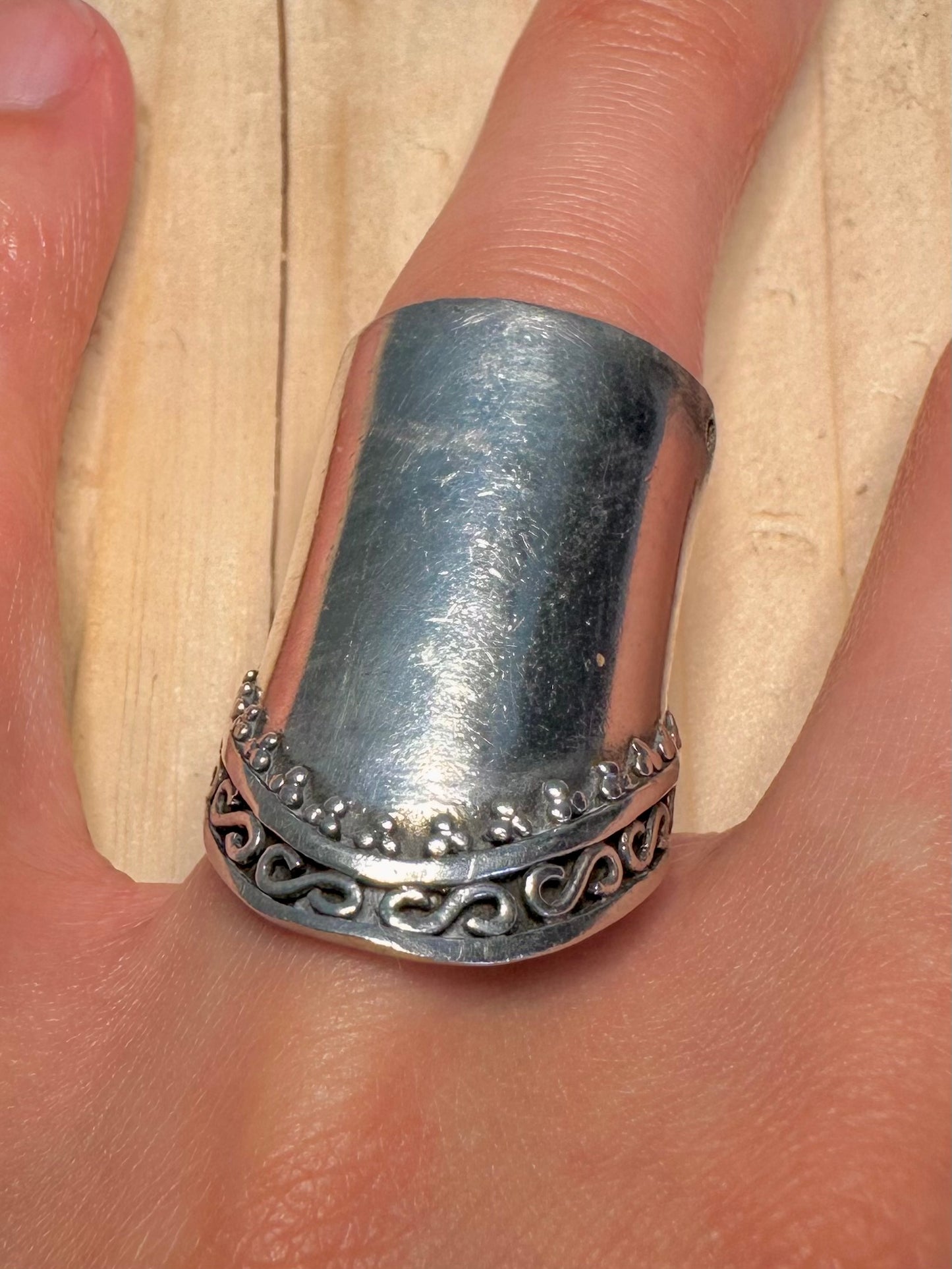 Vintage Wide Statement 925 Sterling Silver Size O Ring